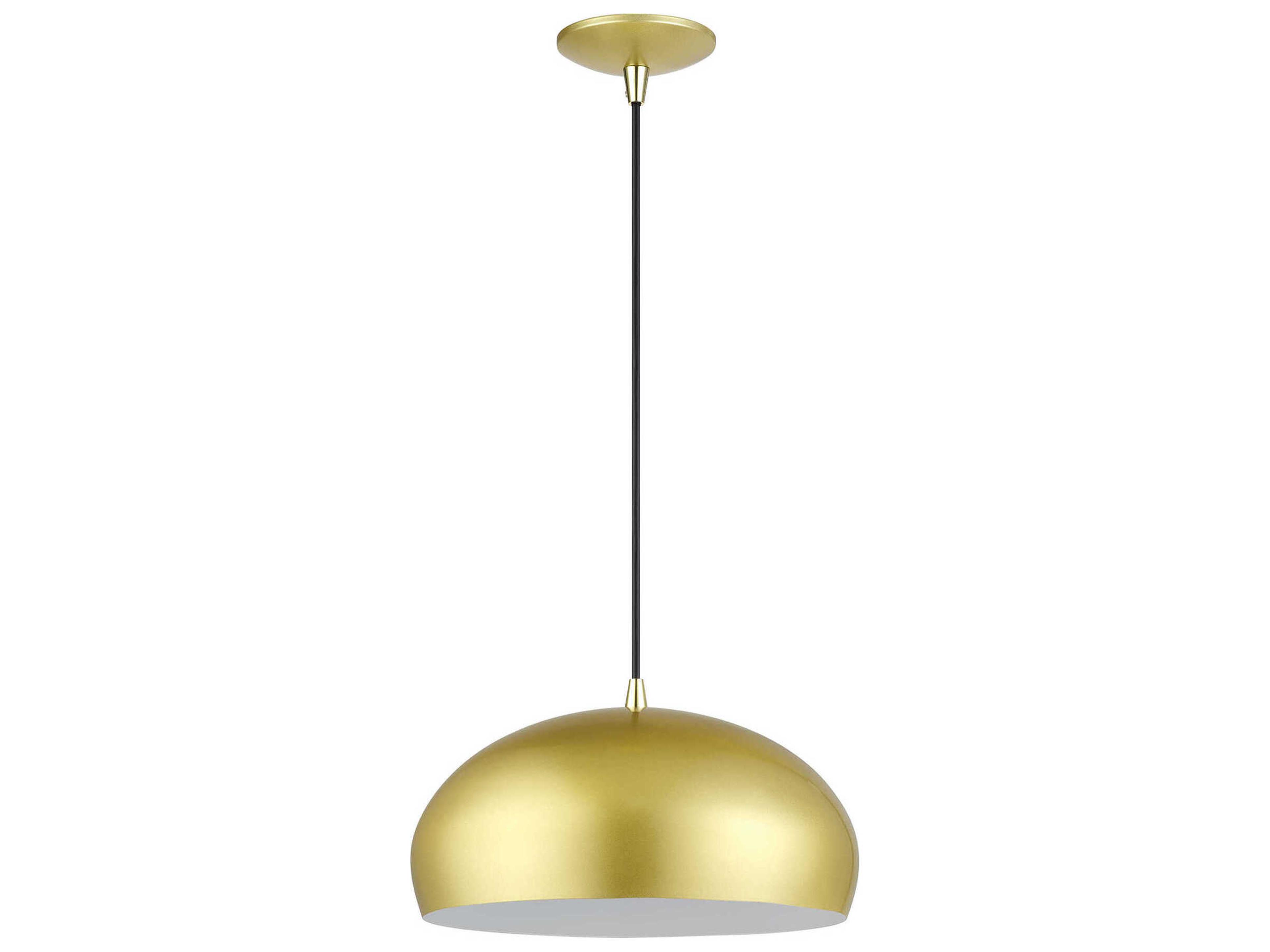 Livex Lighting Domma 1-Light Soft Gold With Polished Brass Accents Drum Pendant