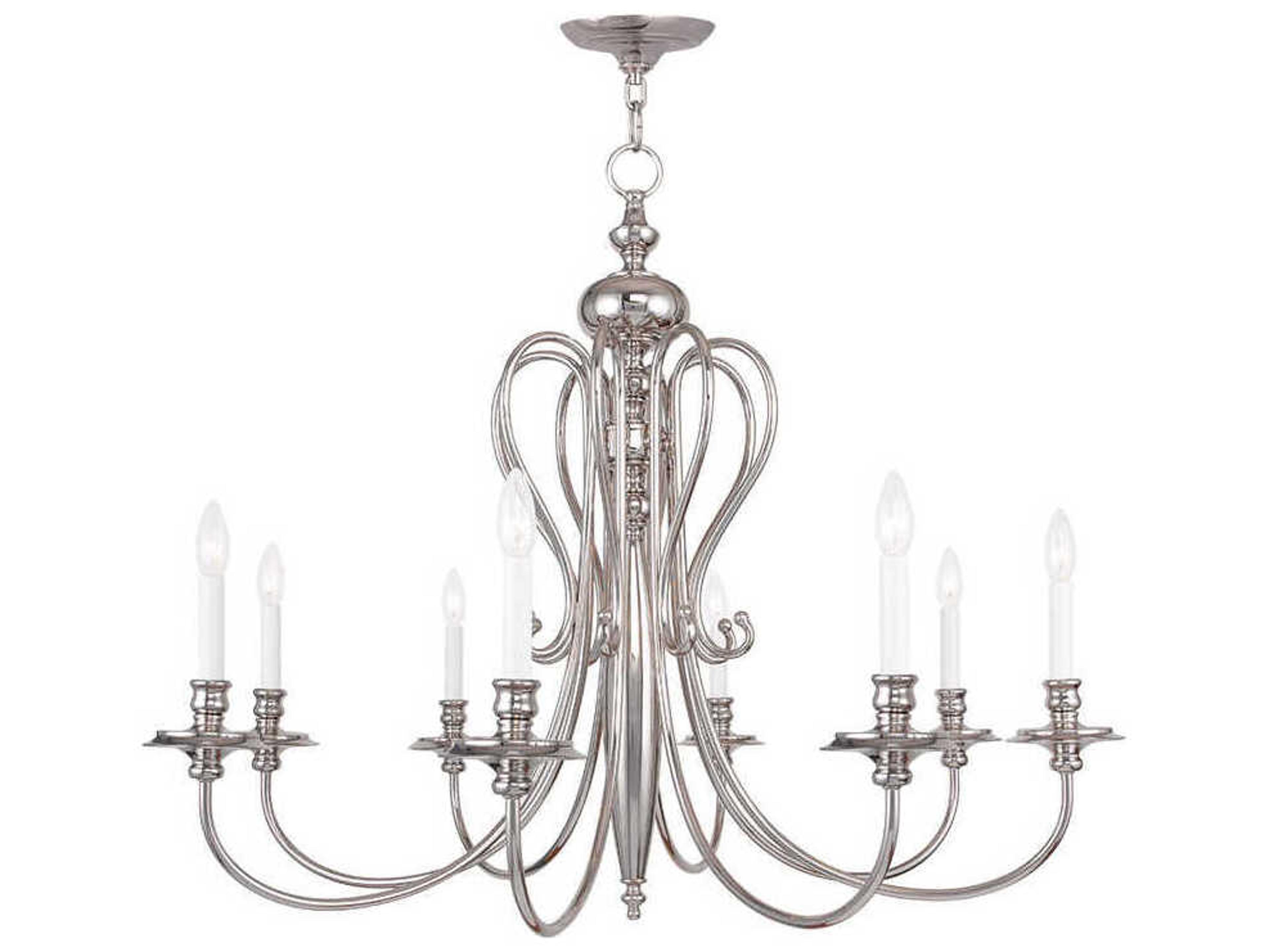 Livex Lighting Caldwell 8-Light Polished Nickel Candelabra Chandelier
