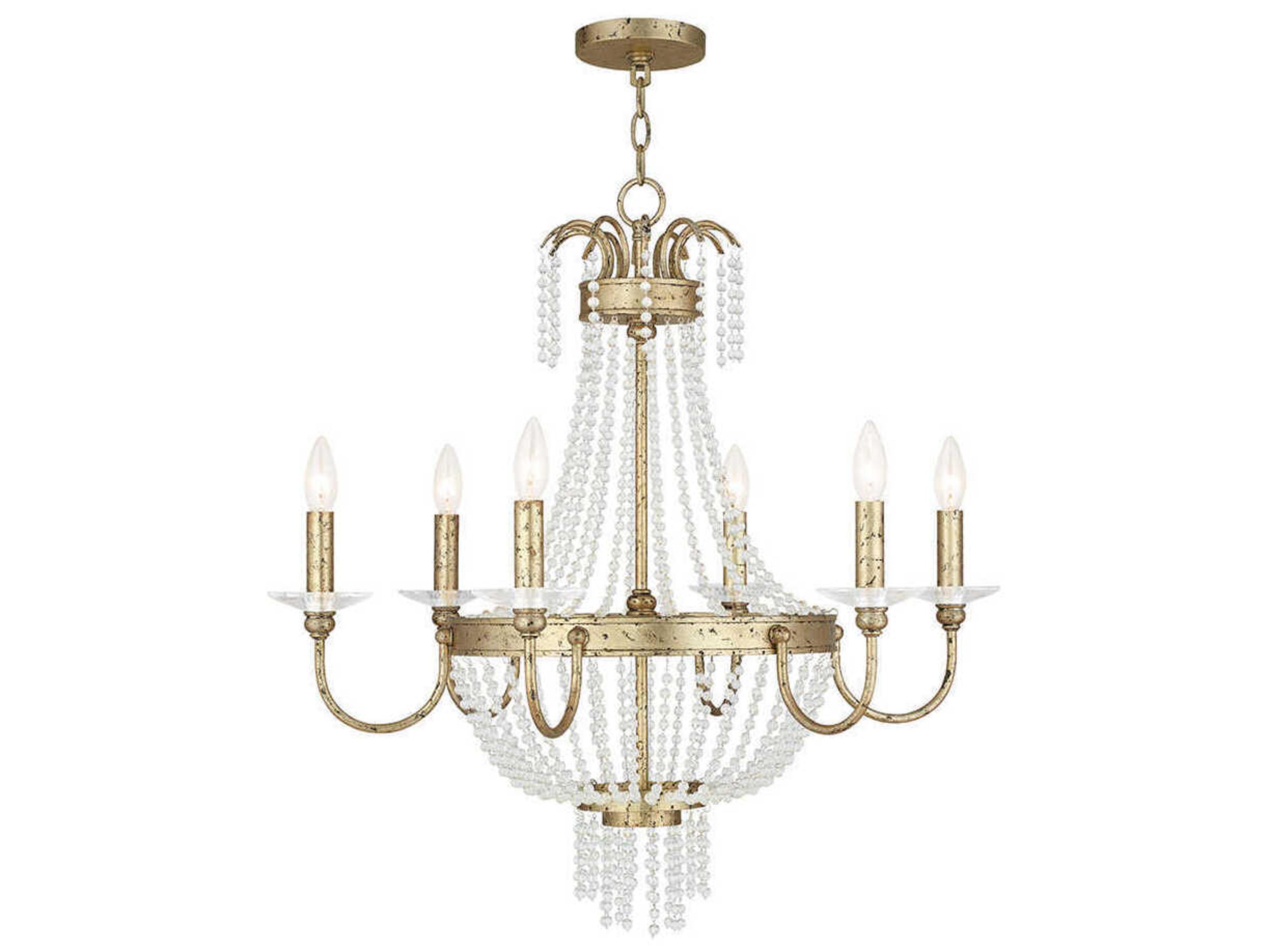 Livex Lighting Valentina 6-Light Hand Applied Winter Gold Crystal Candelabra Chandelier