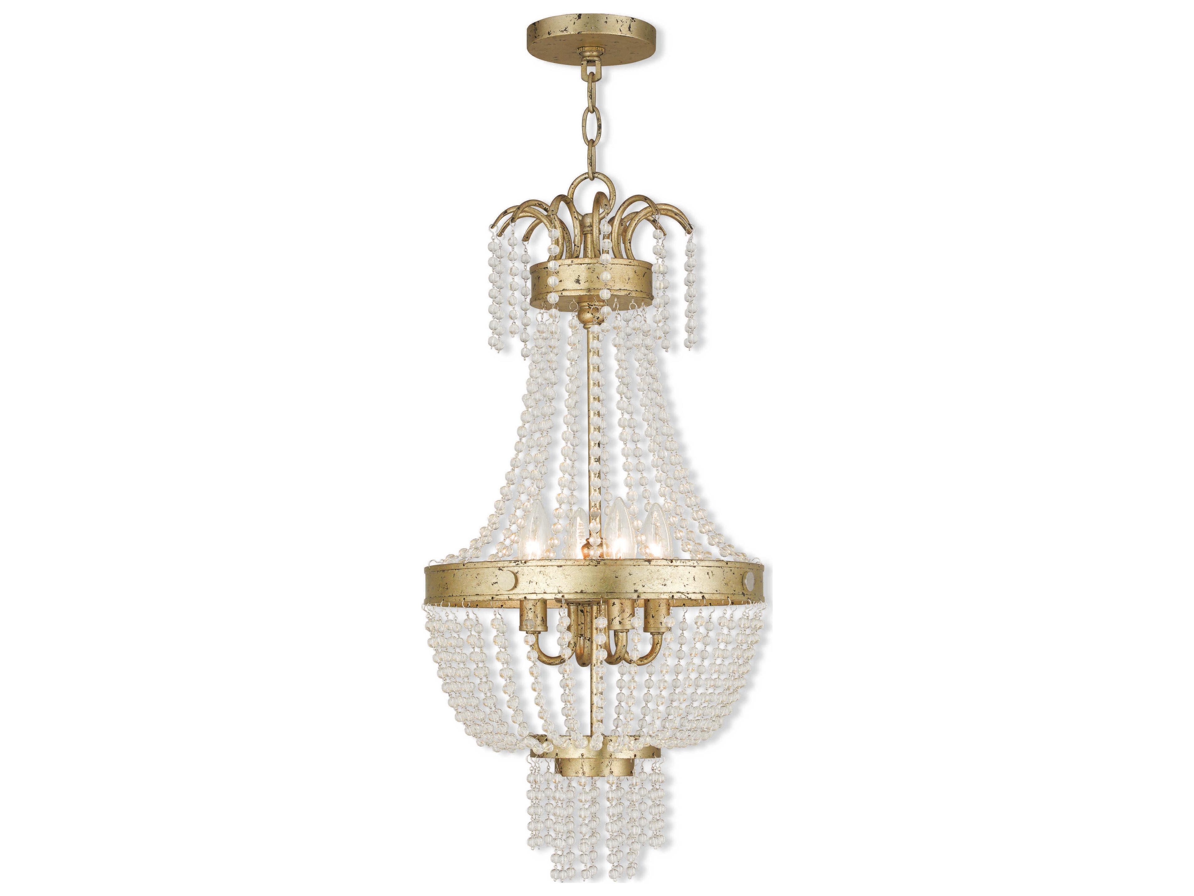 Livex Lighting Valentina 4-Light Hand Applied Winter Gold Crystal Candelabra Chandelier