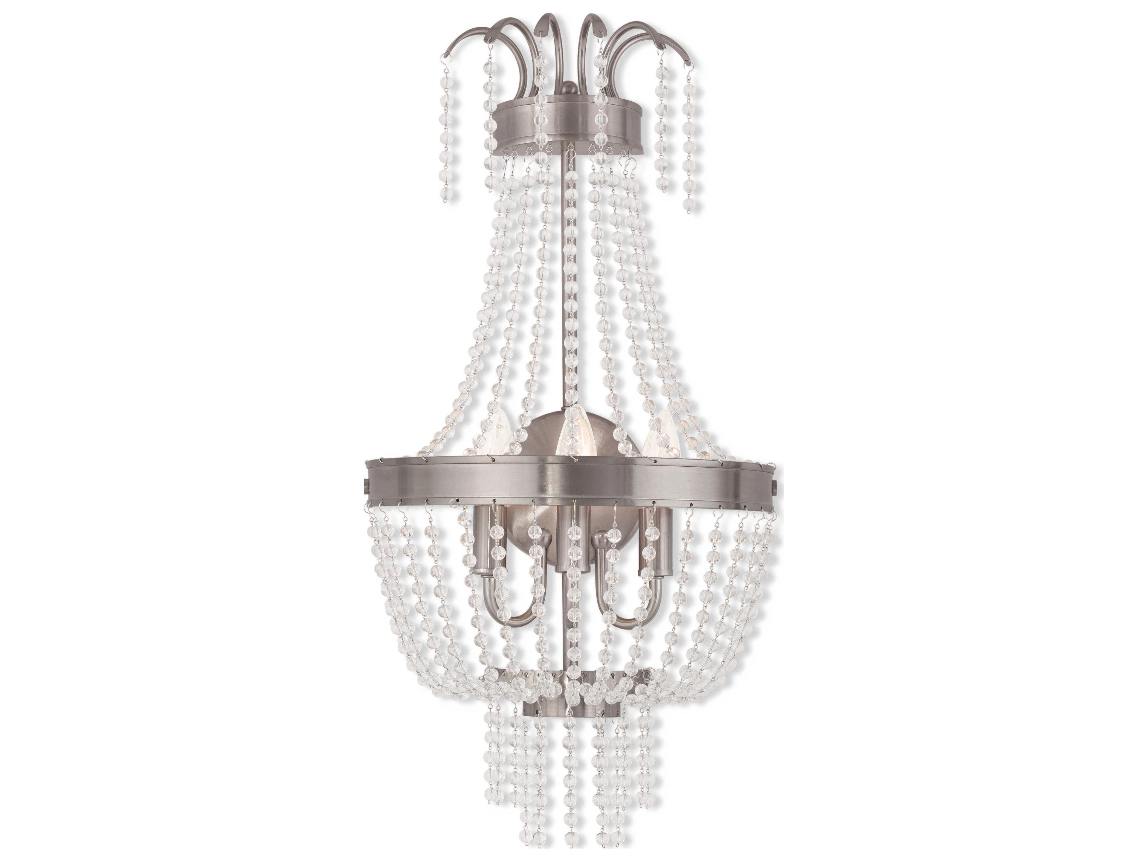 Livex Lighting Valentina 3-Light Brushed Nickel Crystal Wall Sconce
