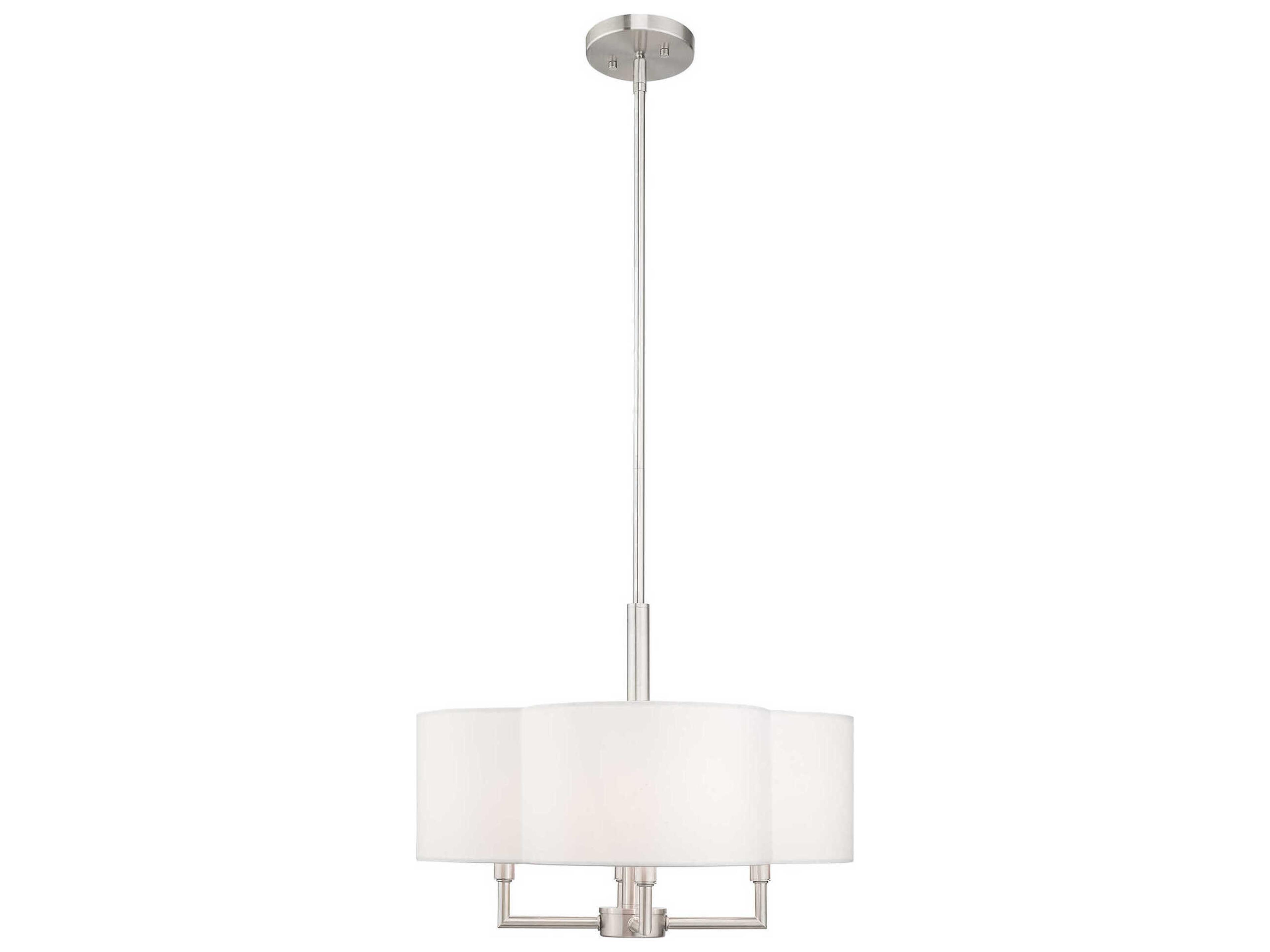 Livex Lighting Chelsea 4-Light Brushed Nickel White Chandelier