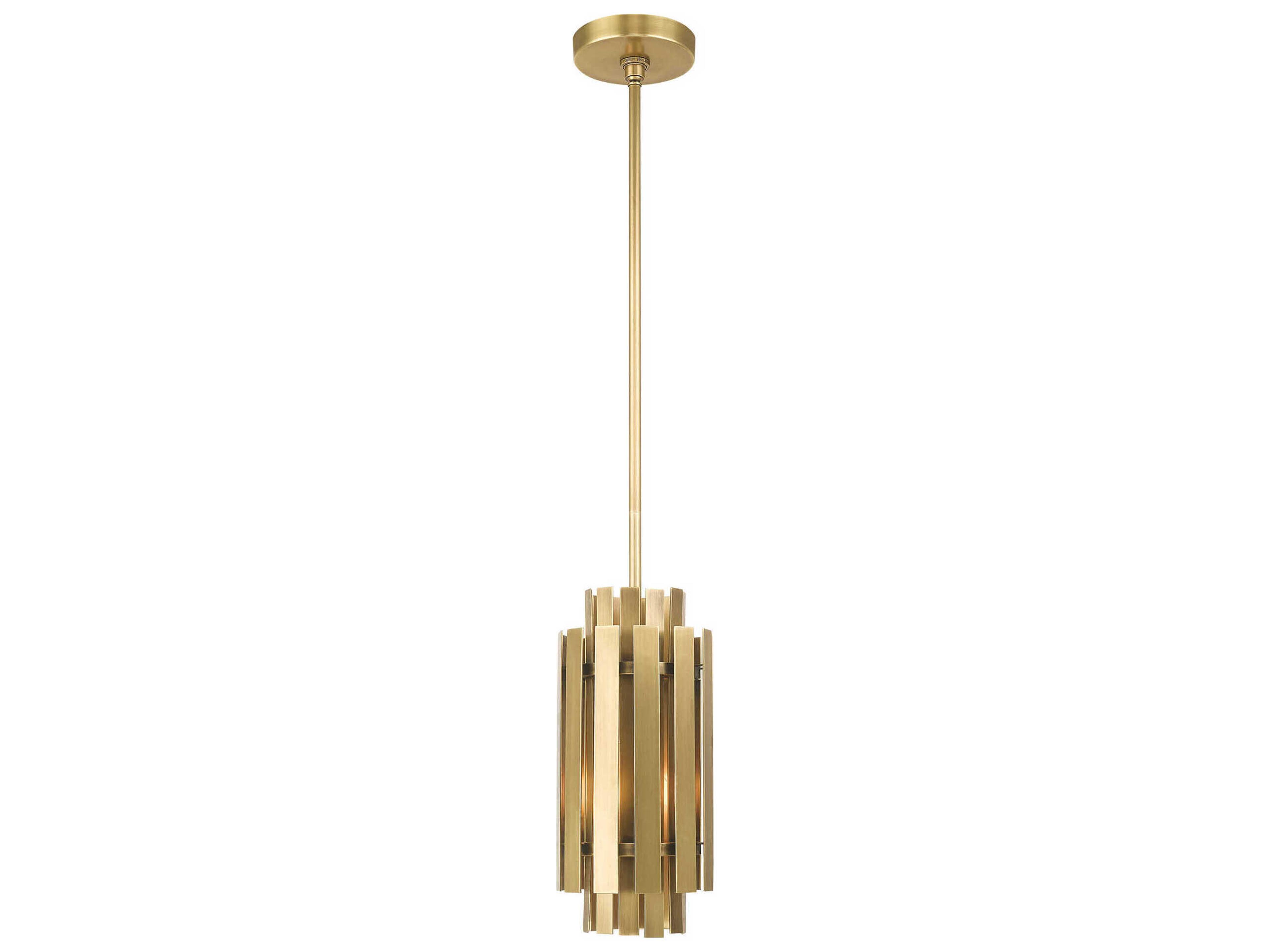 Livex Lighting Greenwich 1-Light Natural Brass Cylinder Mini Pendant