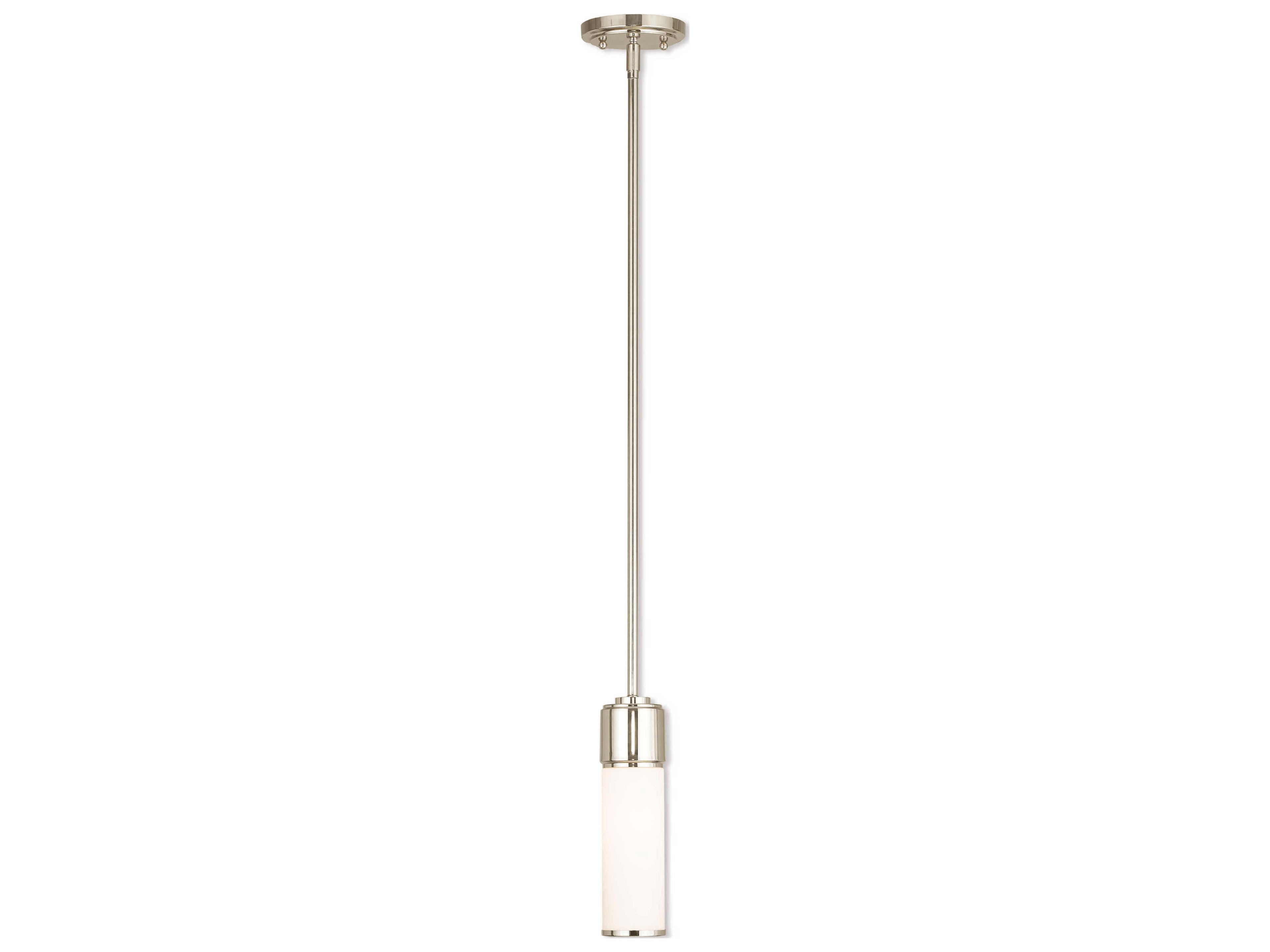 Livex Lighting Weston 1-Light Polished Nickel Glass Cylinder Mini Pendant