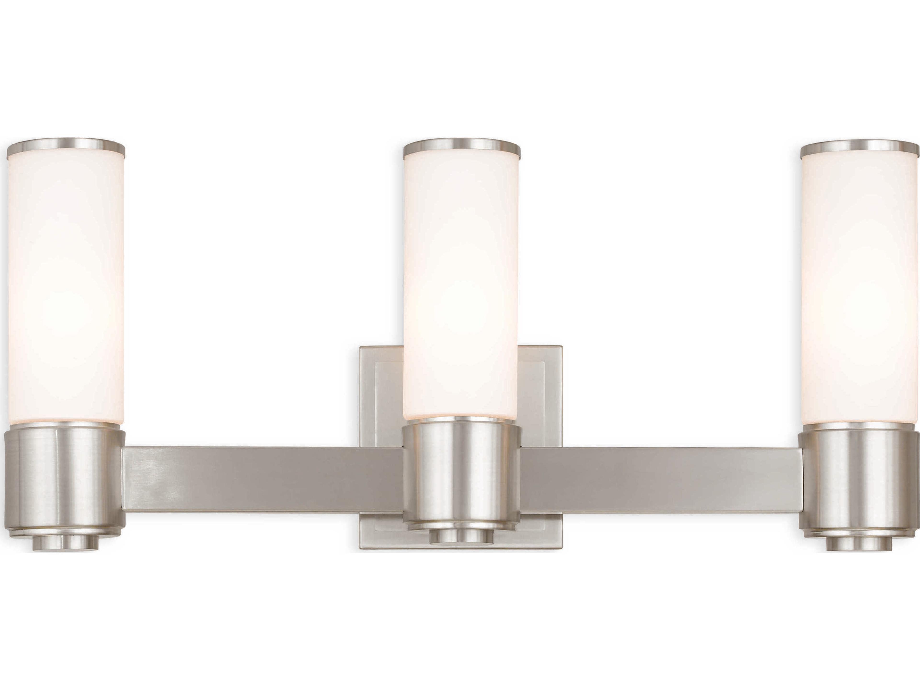 Livex Lighting Weston 3-Light Brushed Nickel Glass Vanity Light