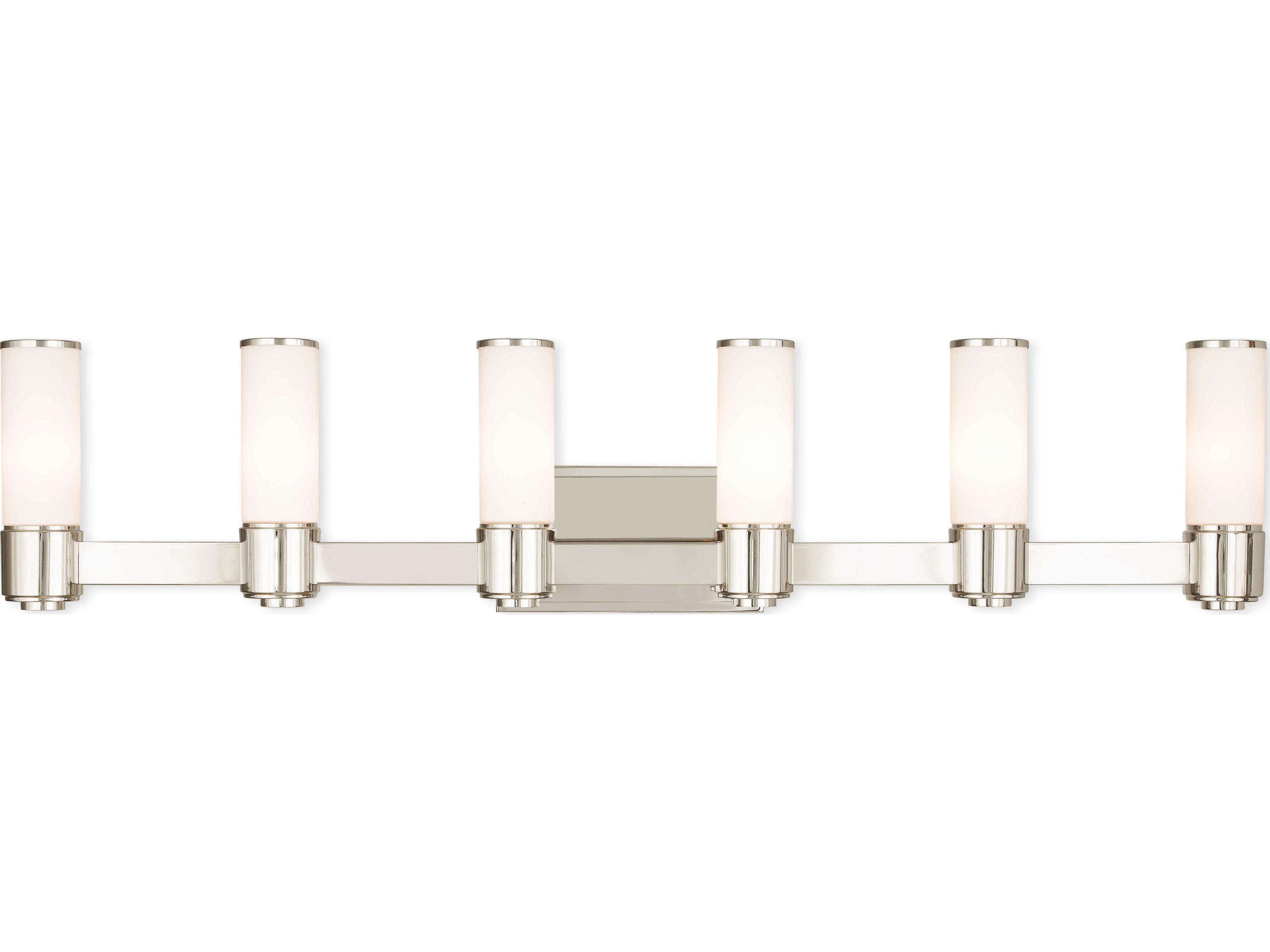 Livex Lighting Weston 6-Light Polished Nickel Glass Vanity Light