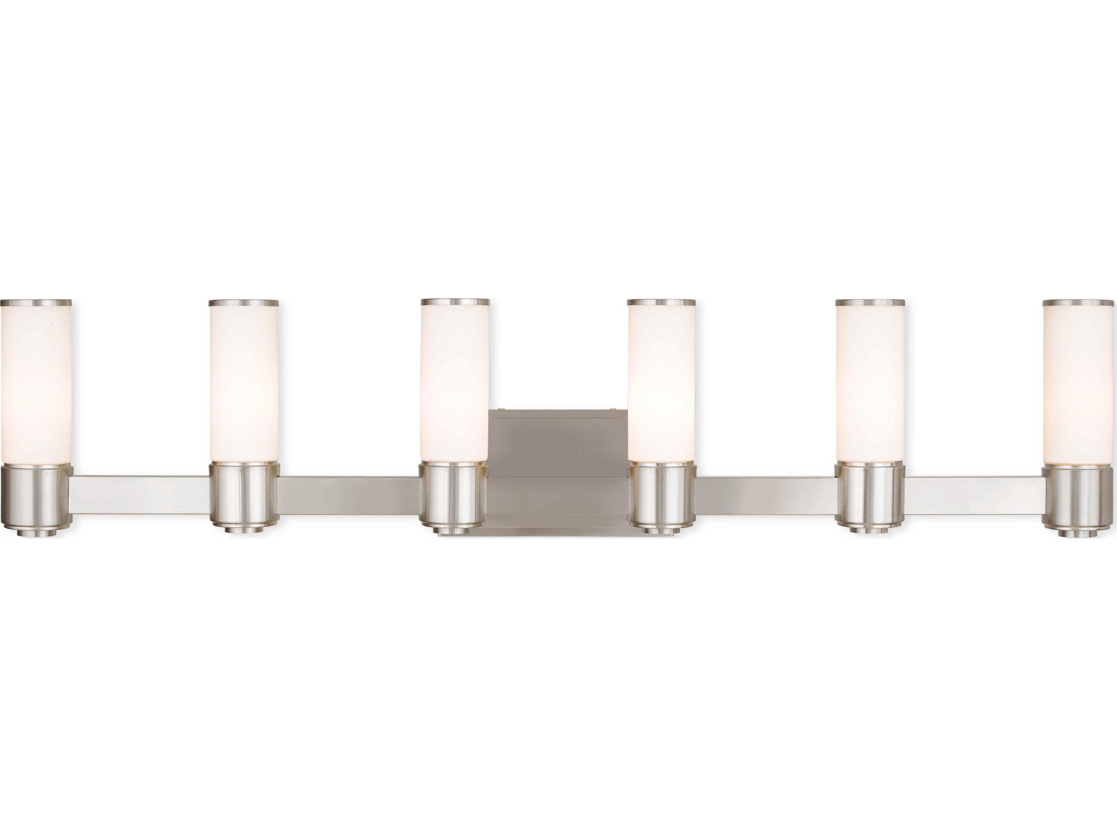 Livex Lighting Weston 6-Light Brushed Nickel Glass Vanity Light