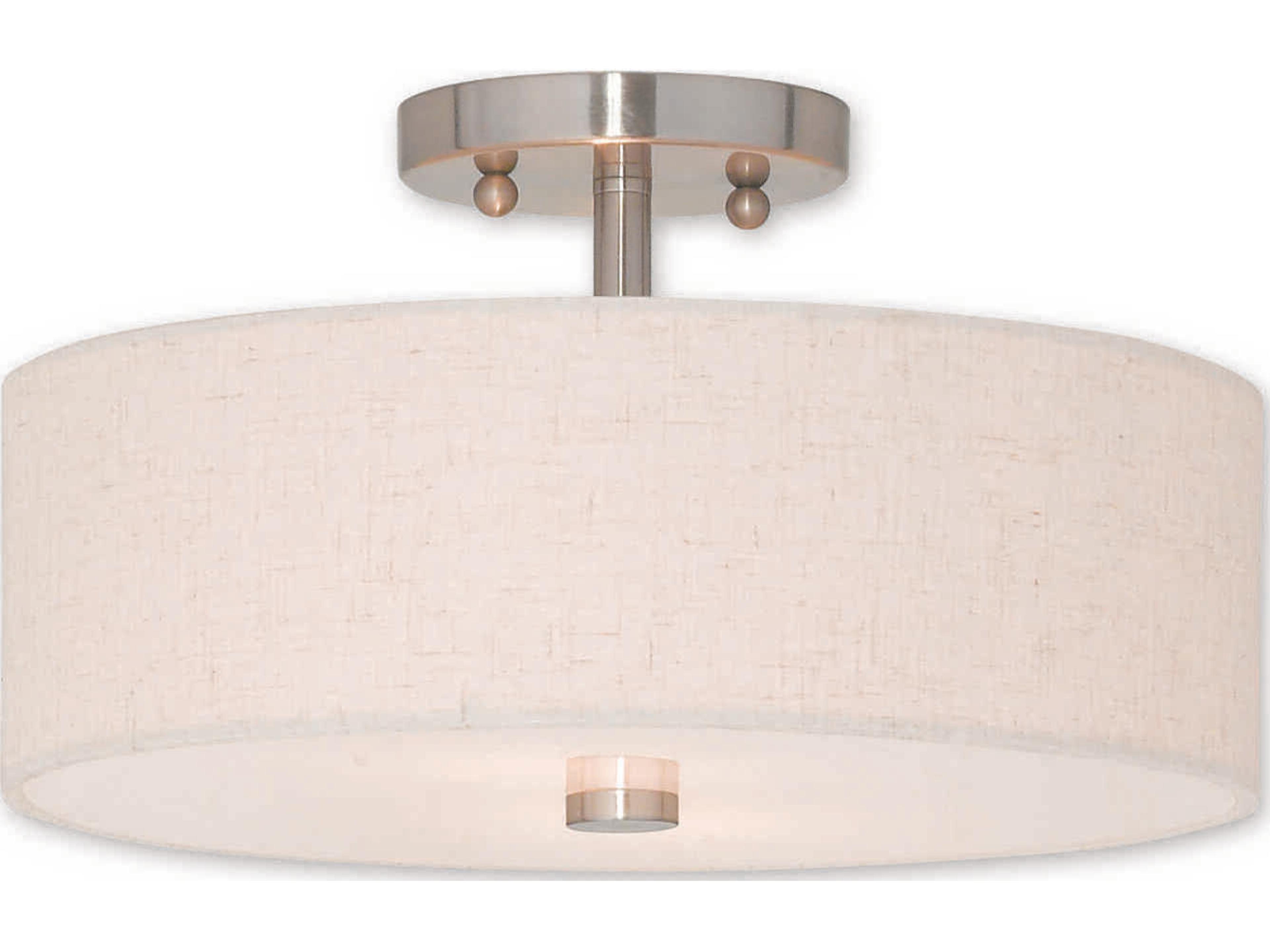 Livex Lighting Meridian 2-Light Brushed Nickel Drum Semi Flush Mount