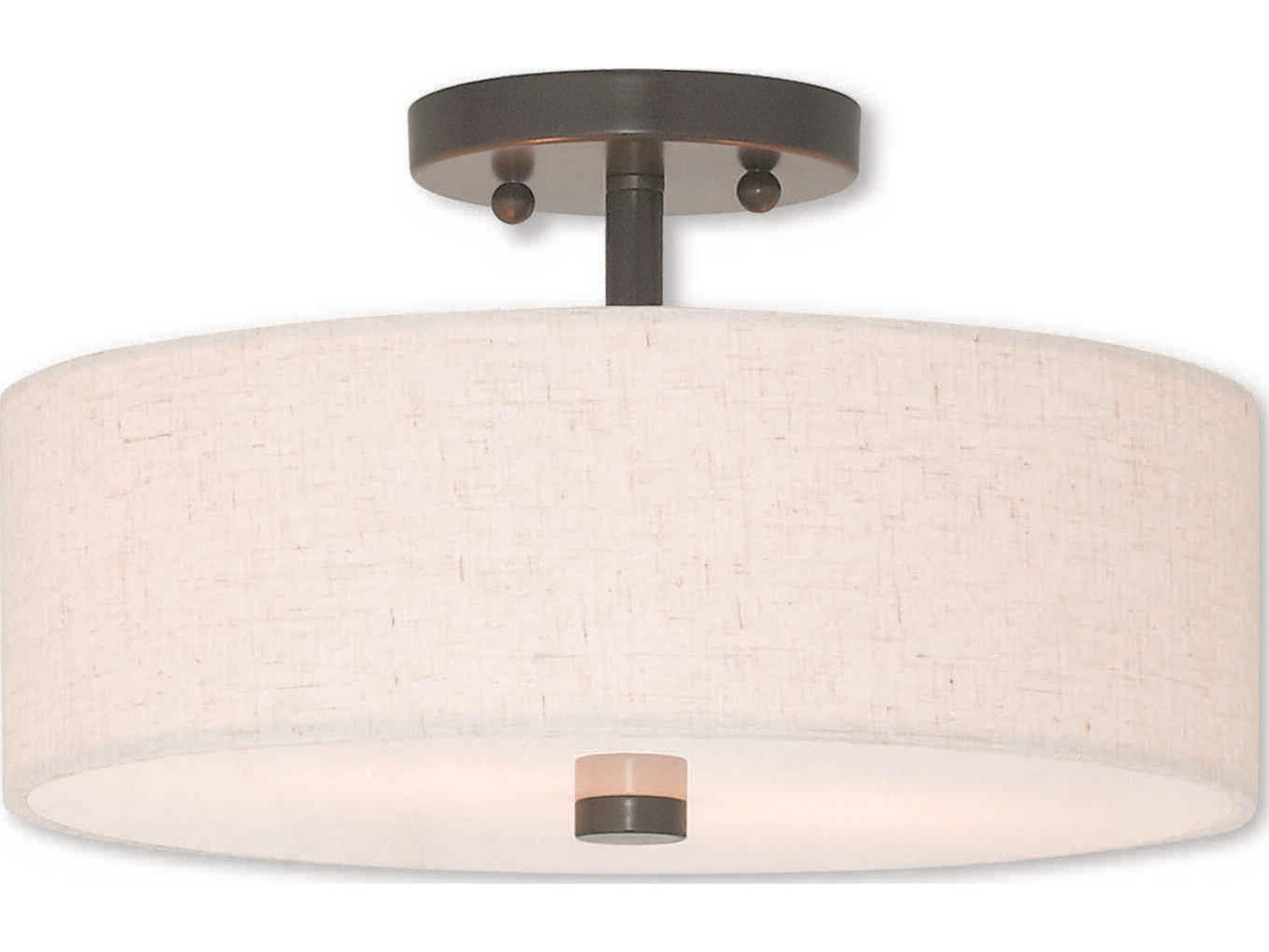 Livex Lighting Meridian 2-Light English Bronze Drum Semi Flush Mount