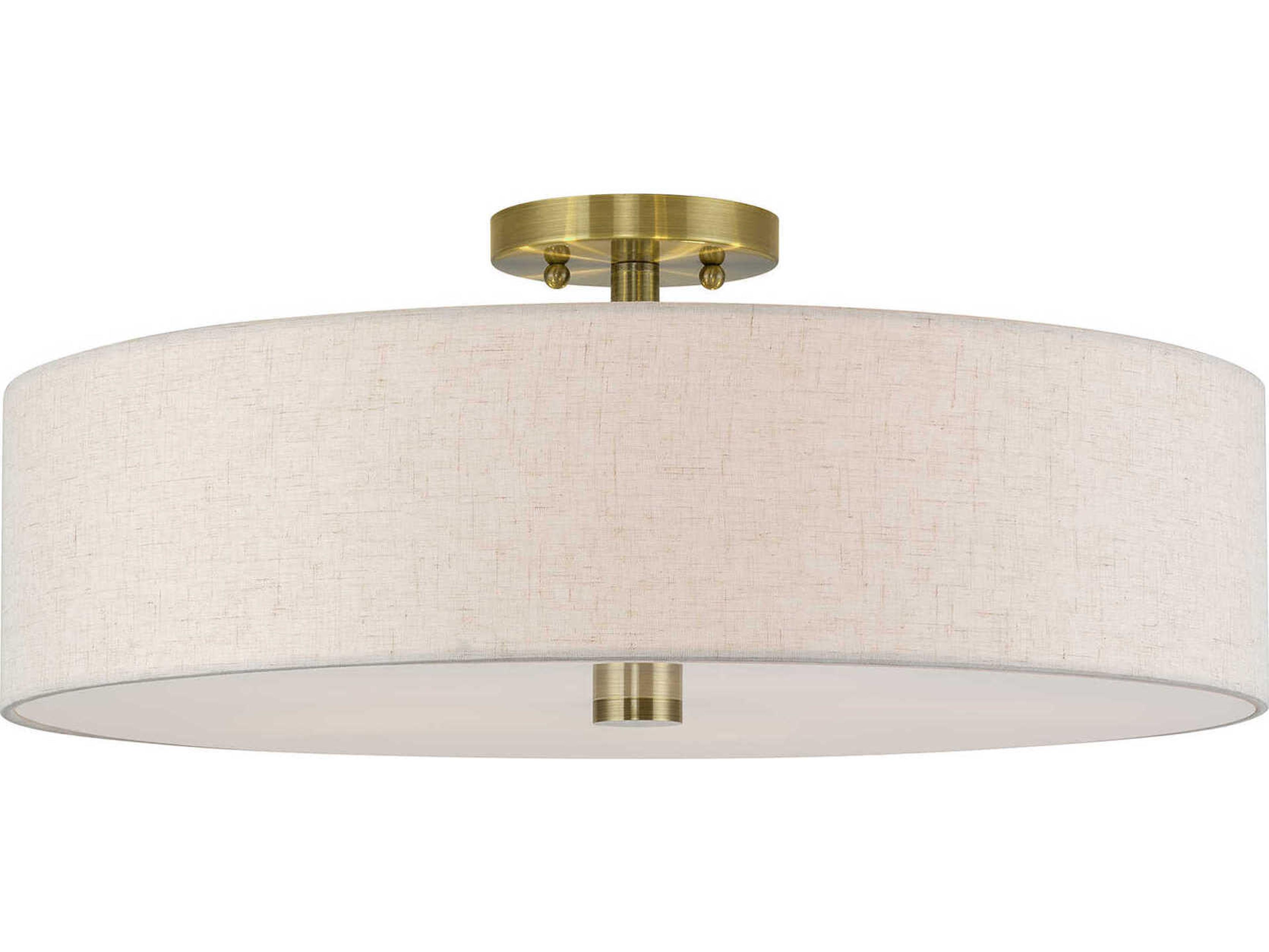 Livex Lighting Monroe 5-Light Antique Brass Drum Semi Flush Mount
