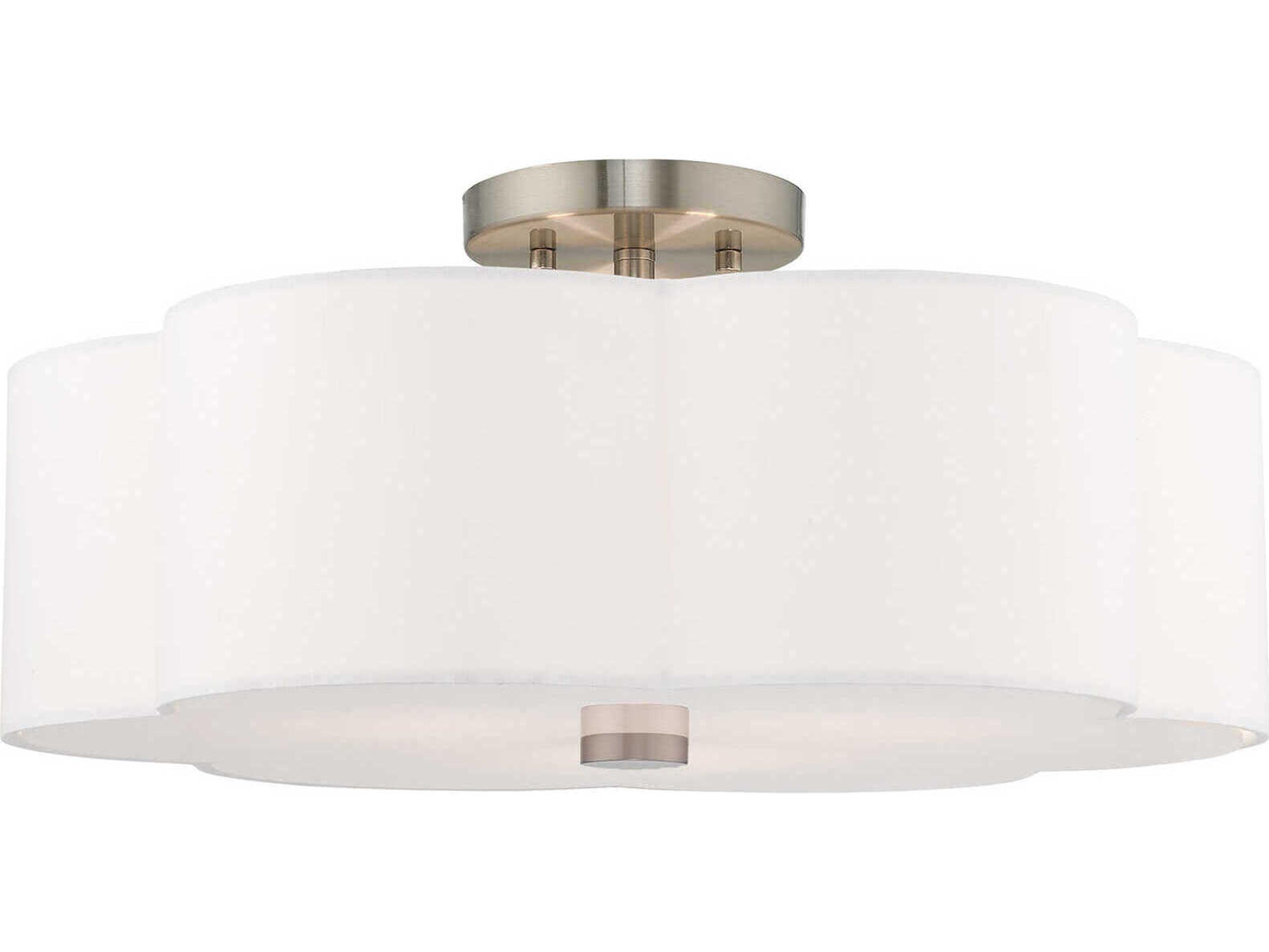 Livex Lighting Chelsea 3-Light Brushed Nickel Semi Flush Mount
