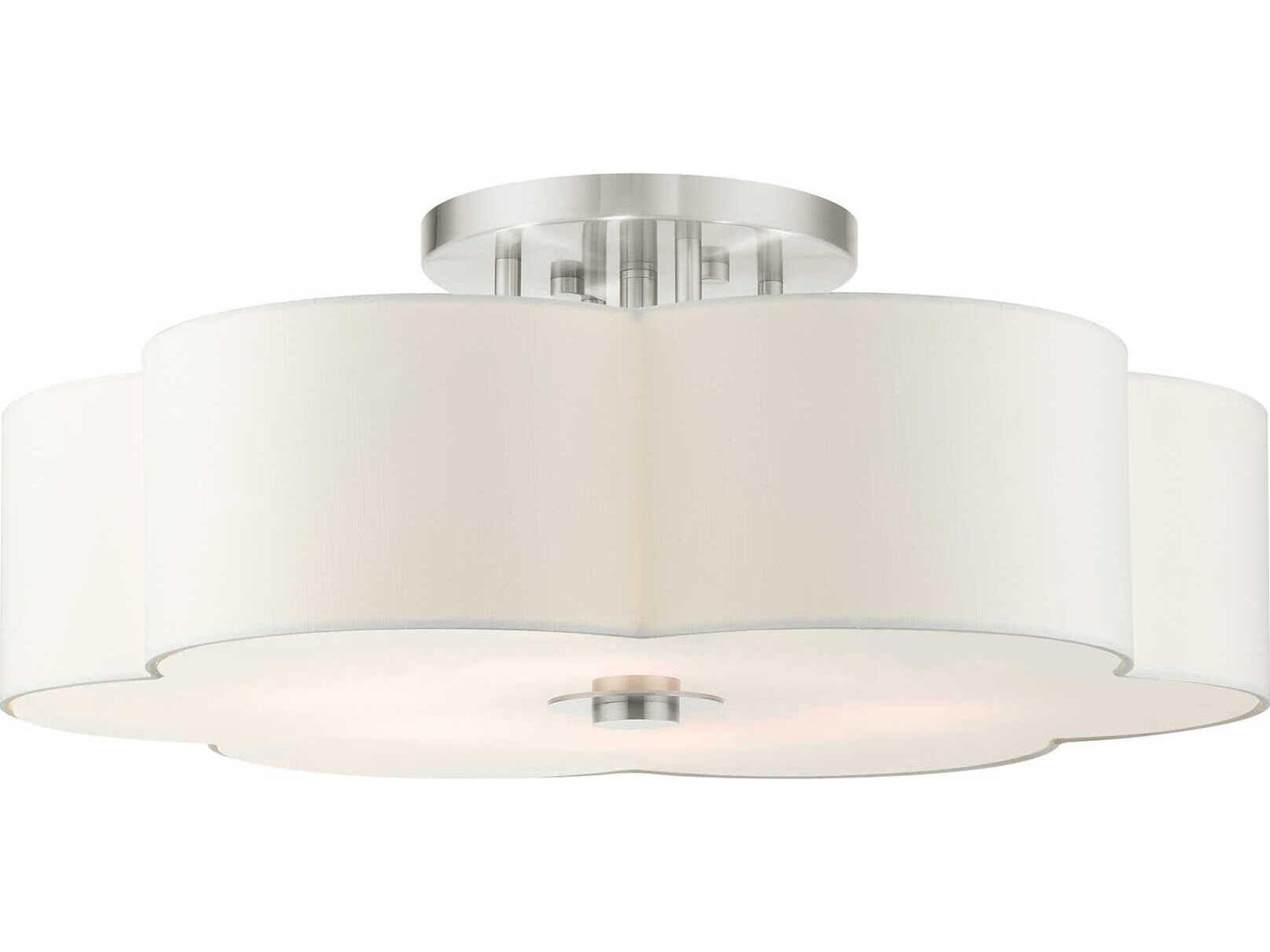 Livex Lighting Chelsea 6-Light Brushed Nickel White Semi Flush Mount