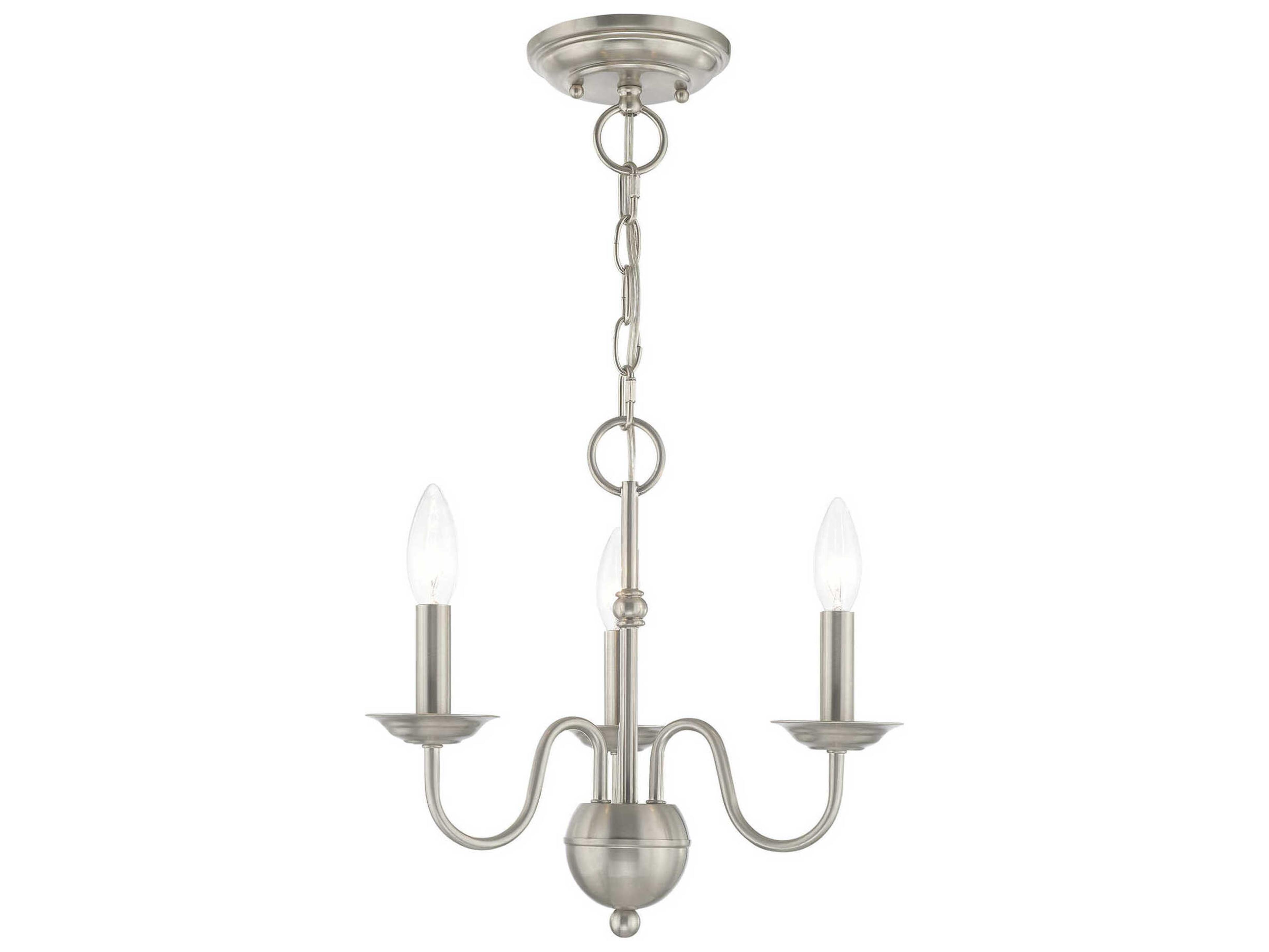 Livex Lighting Windsor 3-Light Brushed Nickel Candelabra Chandelier