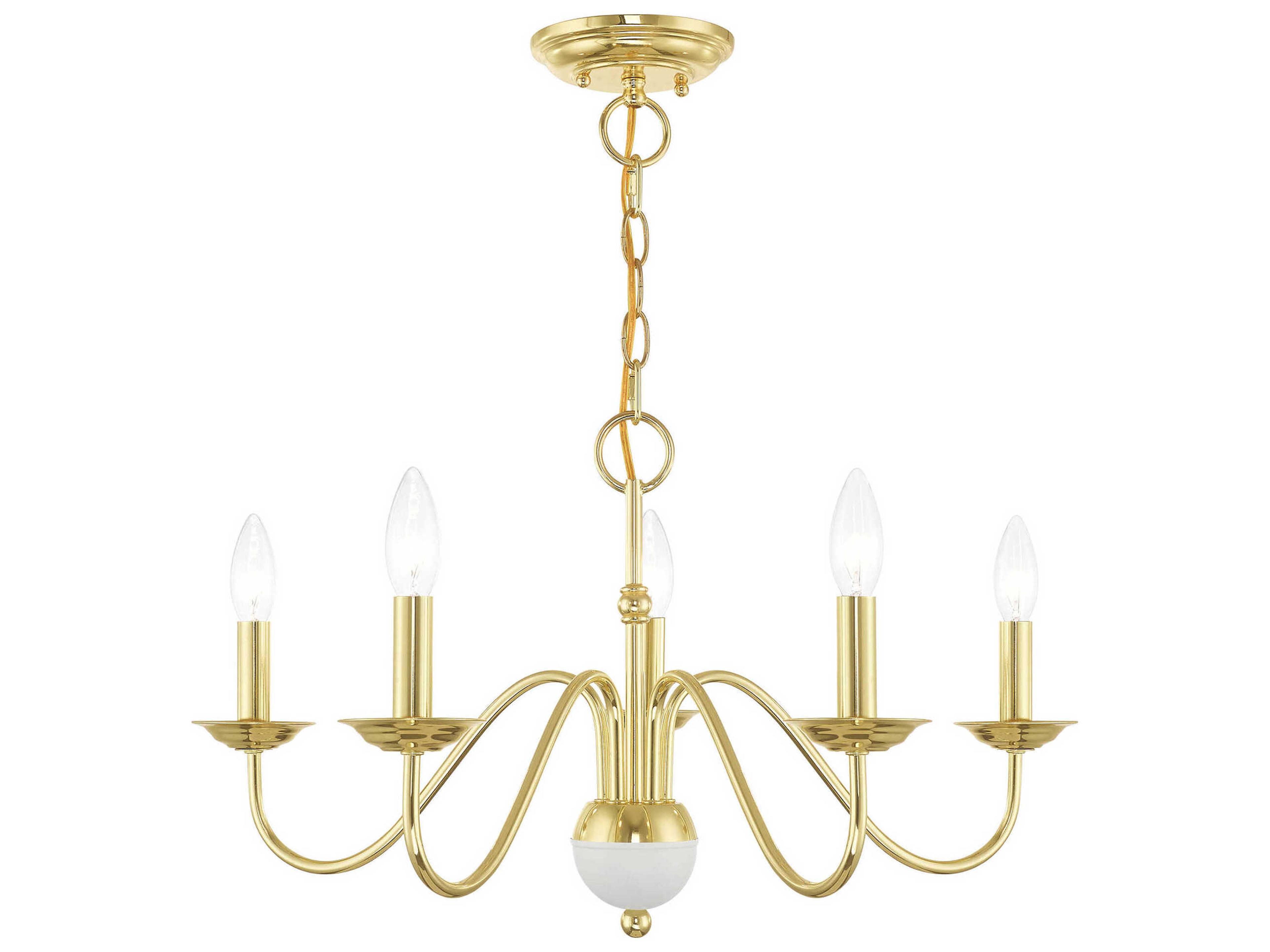 Livex Lighting Windsor 5-Light Polished Brass Candelabra Chandelier