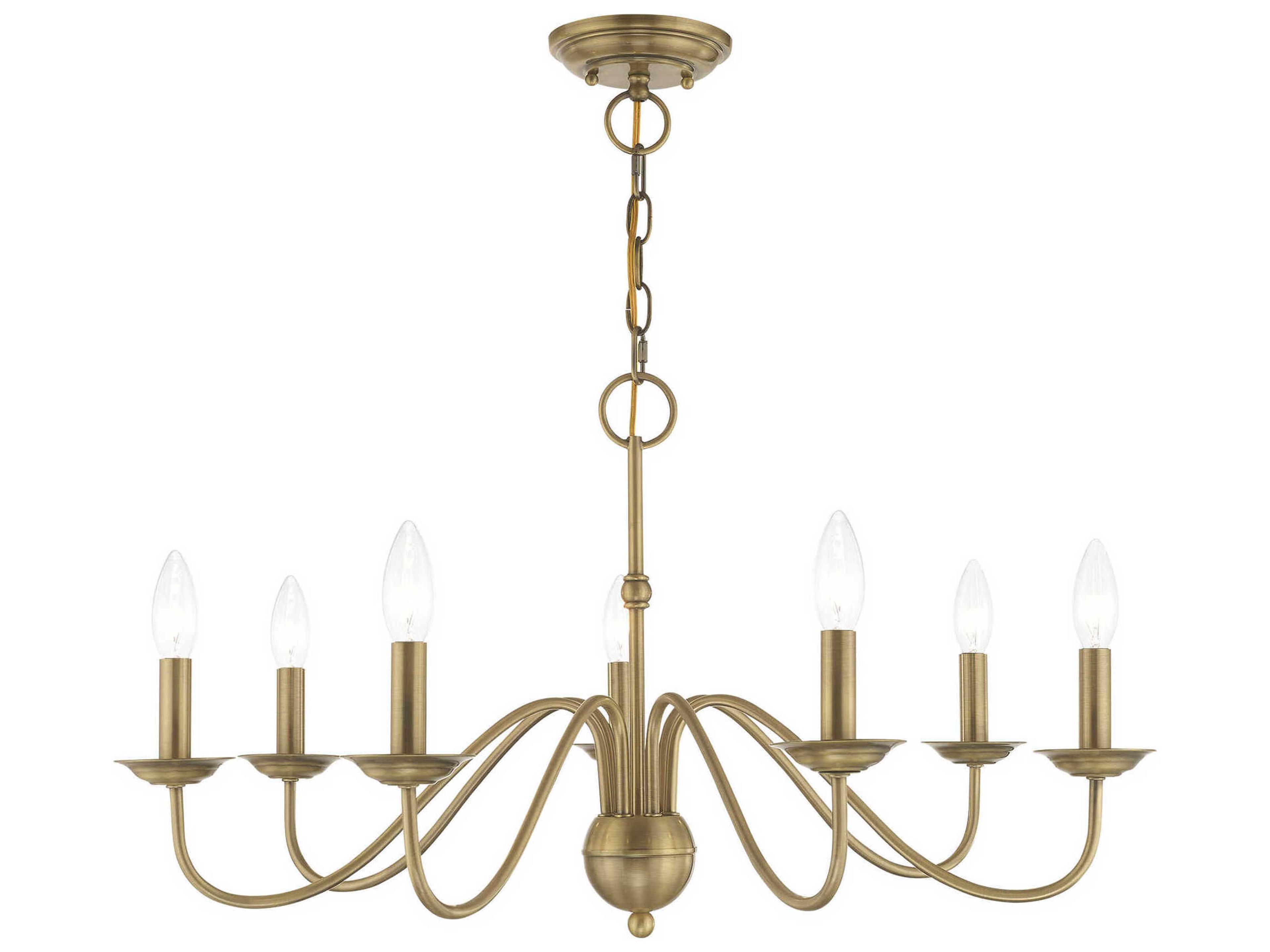 Livex Lighting Windsor 7-Light Antique Brass Candelabra Chandelier