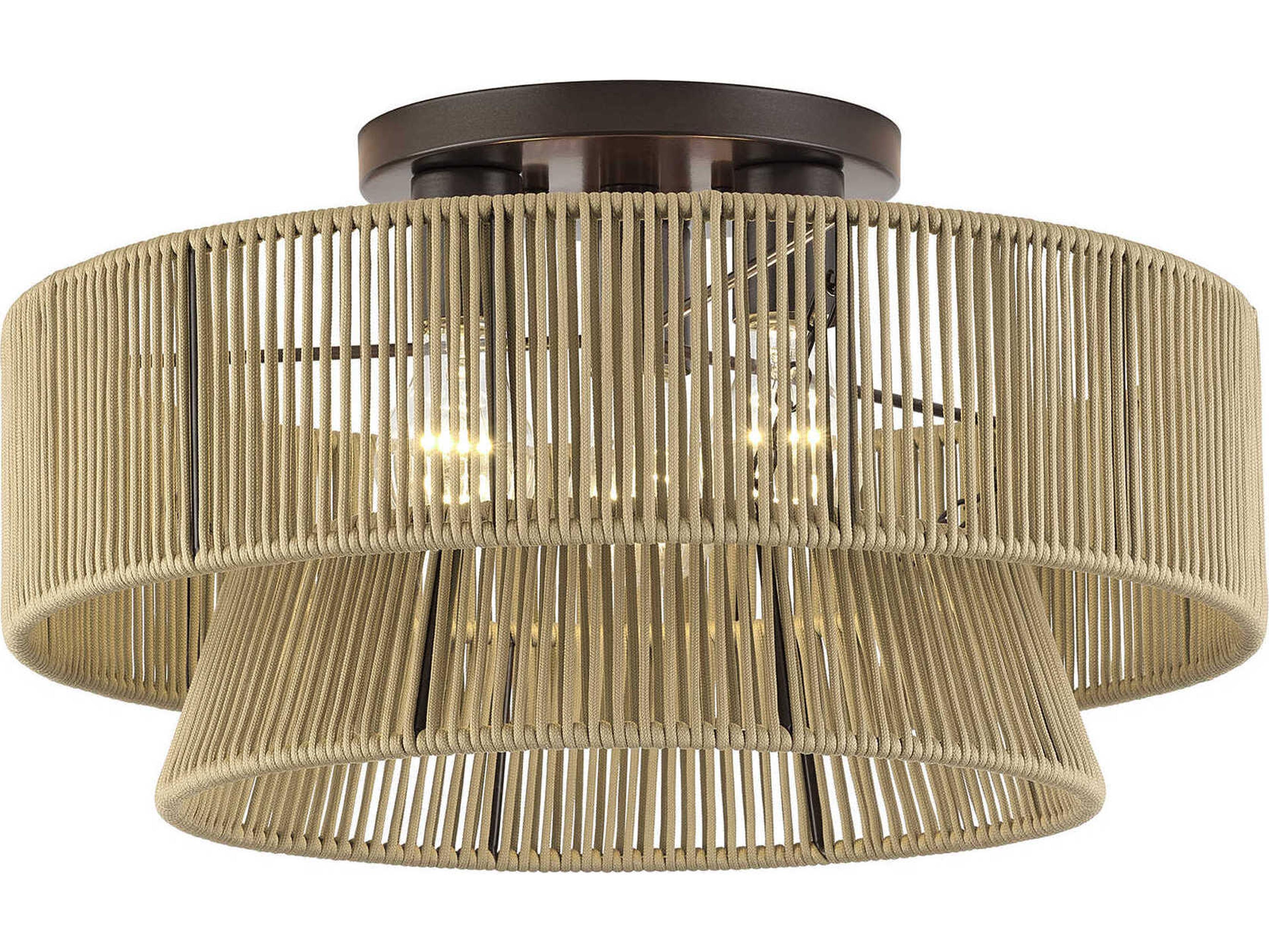 Livex Lighting Florell 3-Light English Bronze Drum Semi Flush Mount