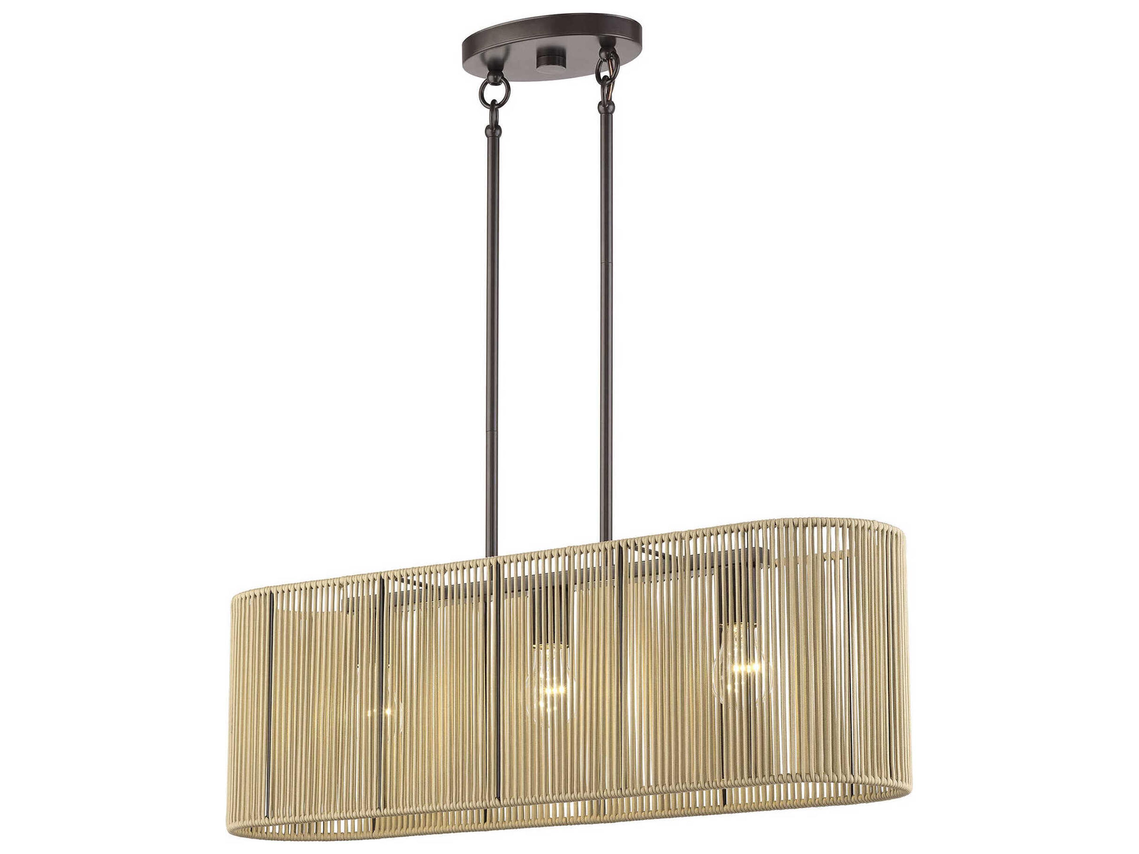 Livex Lighting Goldiemesh 3-Light English Bronze Drum Island Pendant