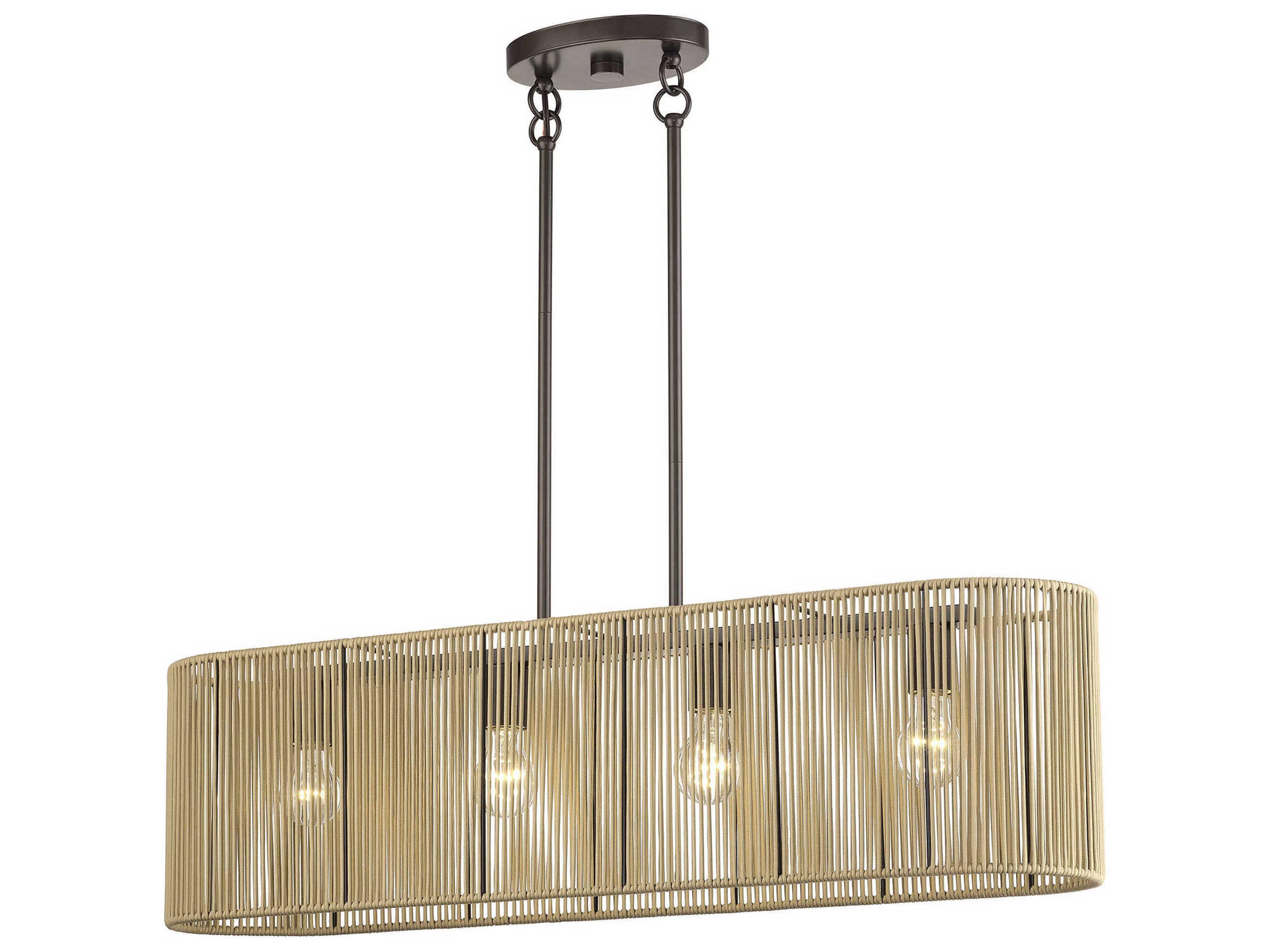 Livex Lighting Goldiemesh 4-Light English Bronze Drum Island Pendant