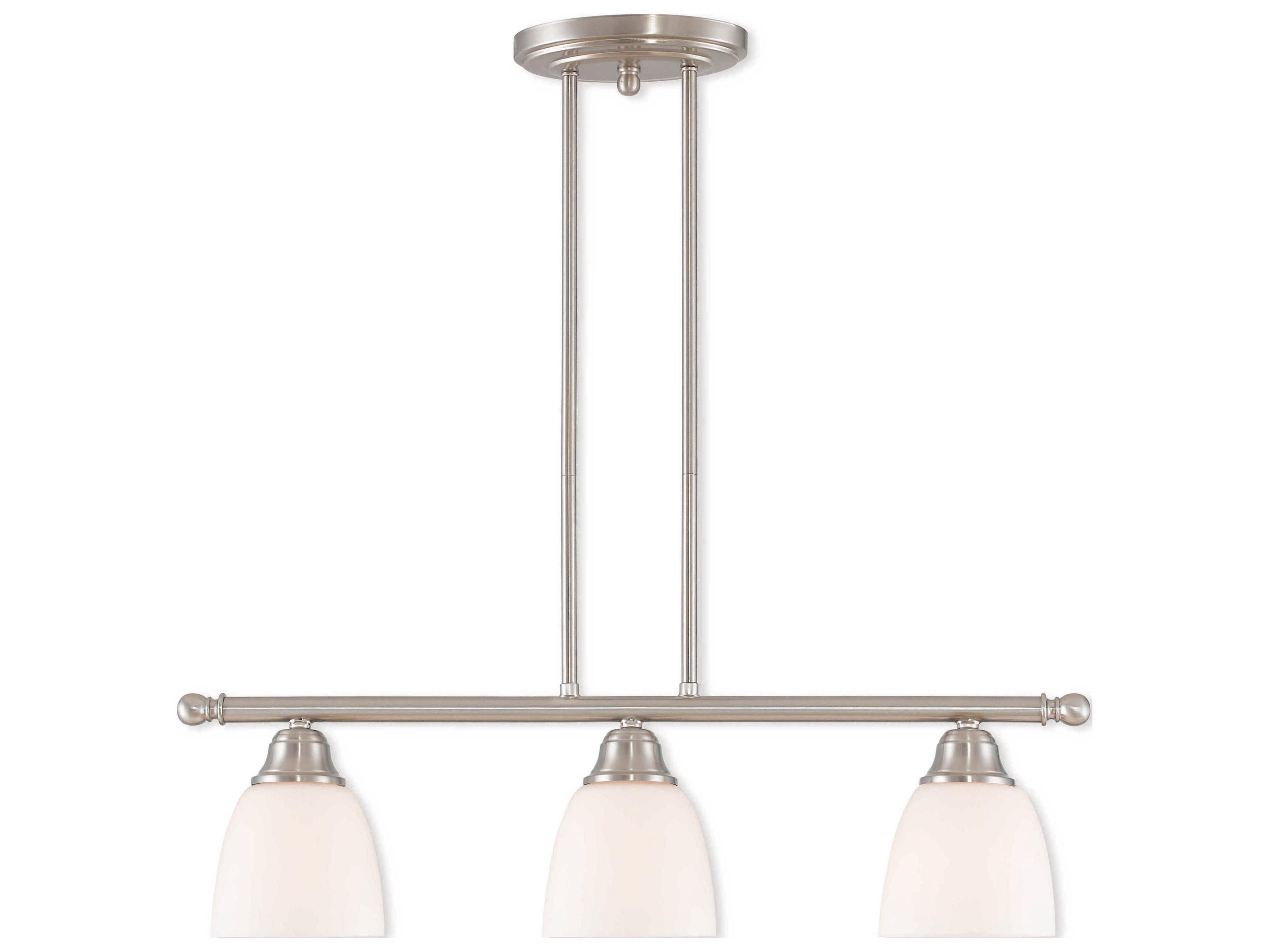 Livex Lighting Somerville 3-Light Brushed Nickel Glass Bell Island Pendant