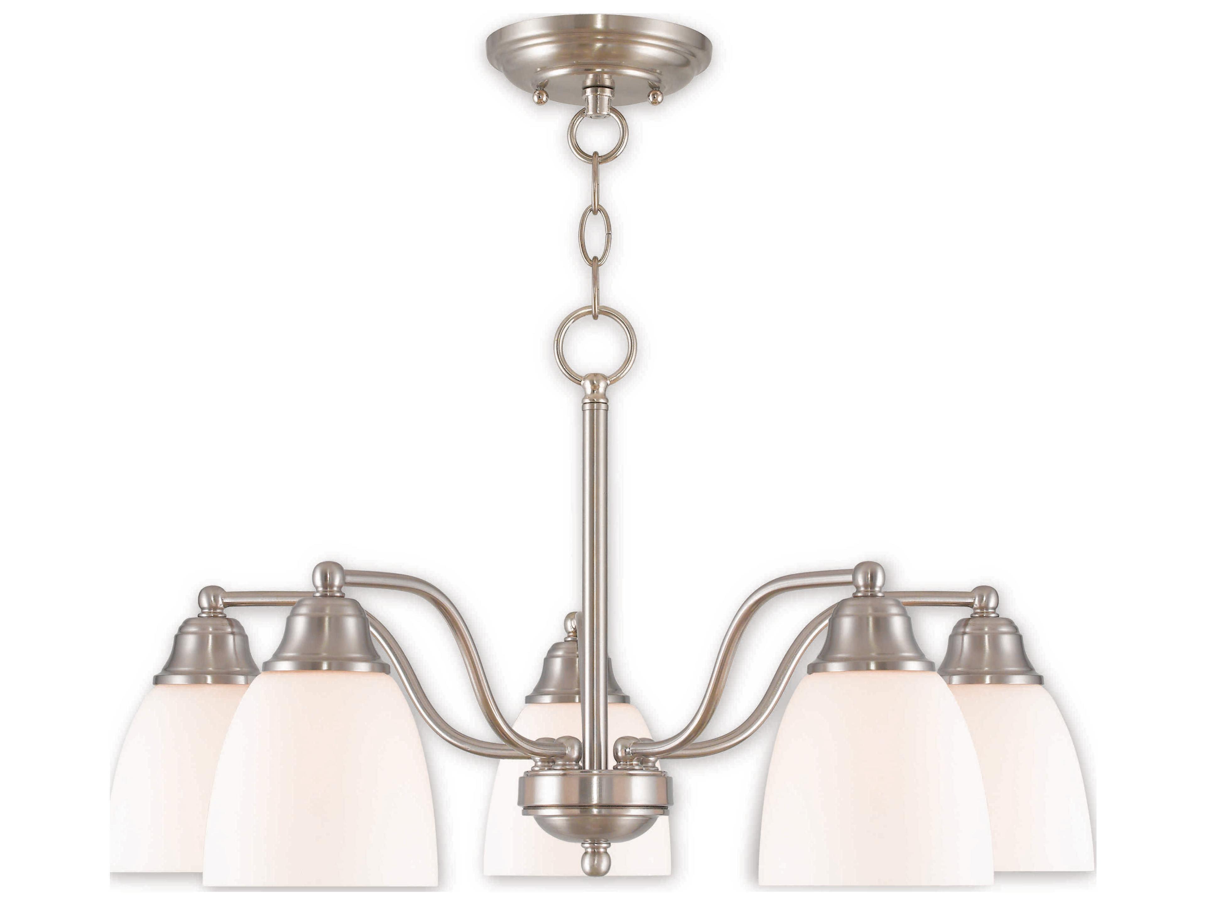 Livex Lighting Somerville 5-Light Brushed Nickel Glass Bell Chandelier