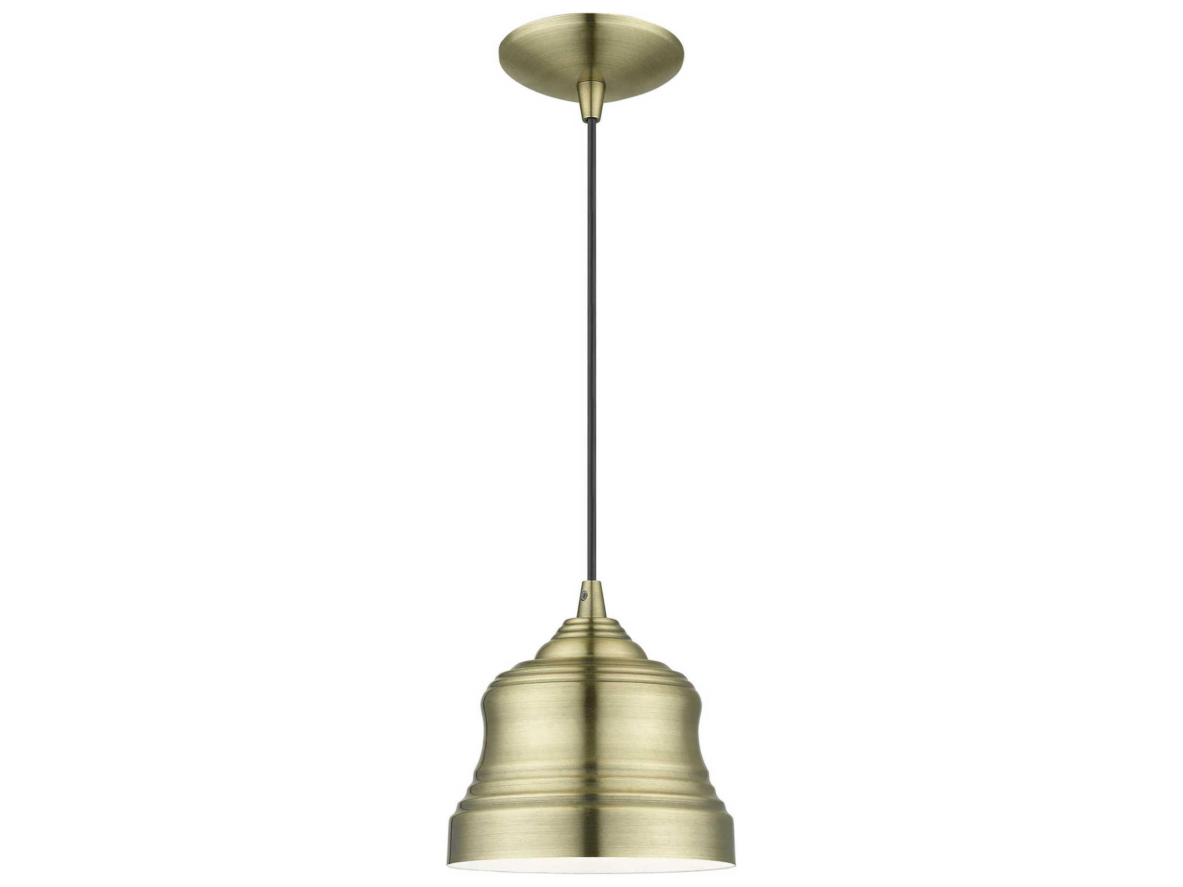 Livex Lighting Endicott 1-Light Antique Brass Bell Mini Pendant