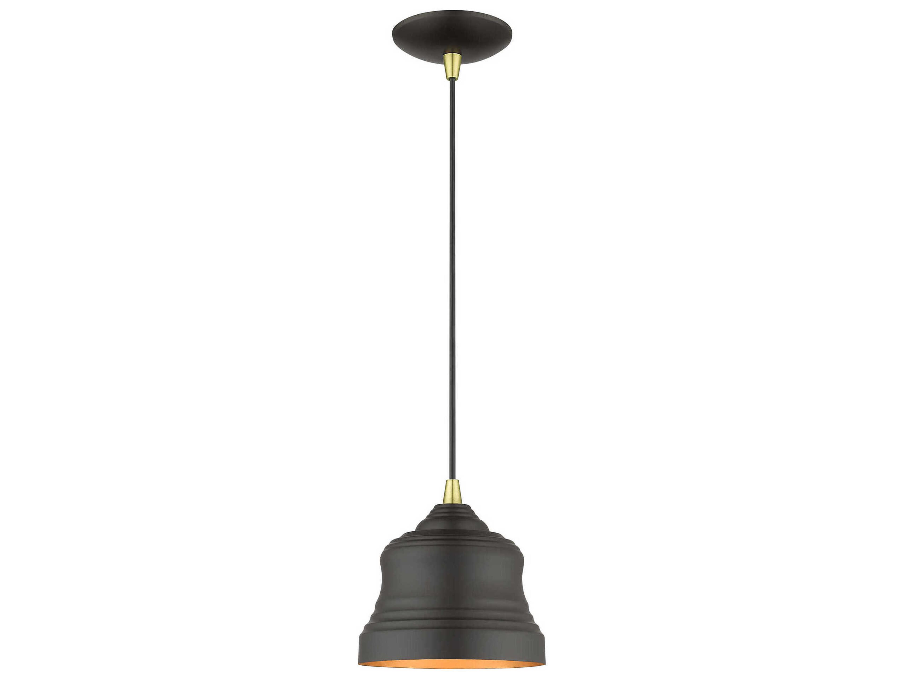 Livex Lighting Endicott 1-Light Bronze Antique Brass Bell Mini Pendant