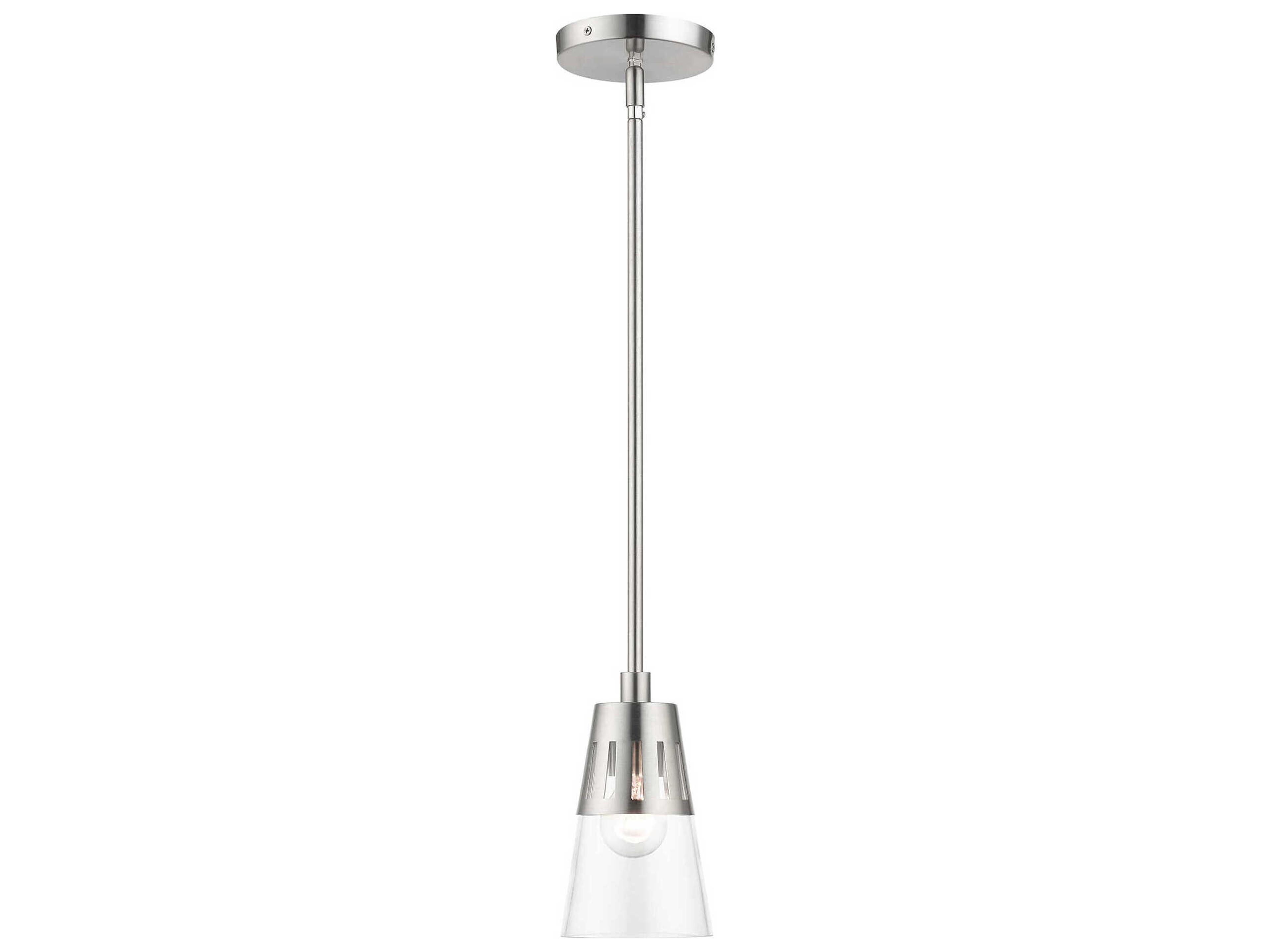 Livex Lighting Bennington 1-Light Brushed Nickel Glass Mini Pendant