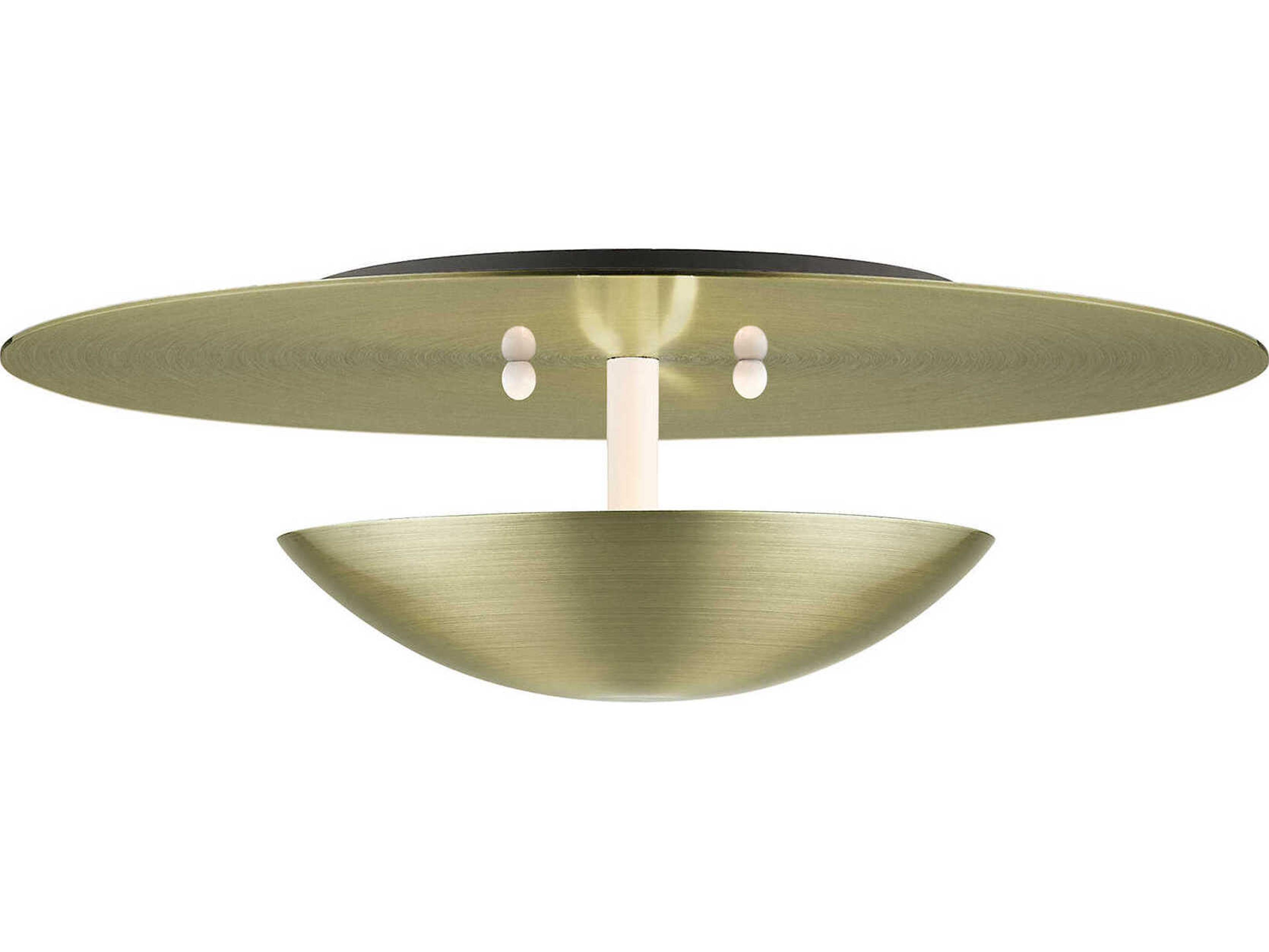 Livex Lighting Ventura 2-Light Antique Brass Flush Mount