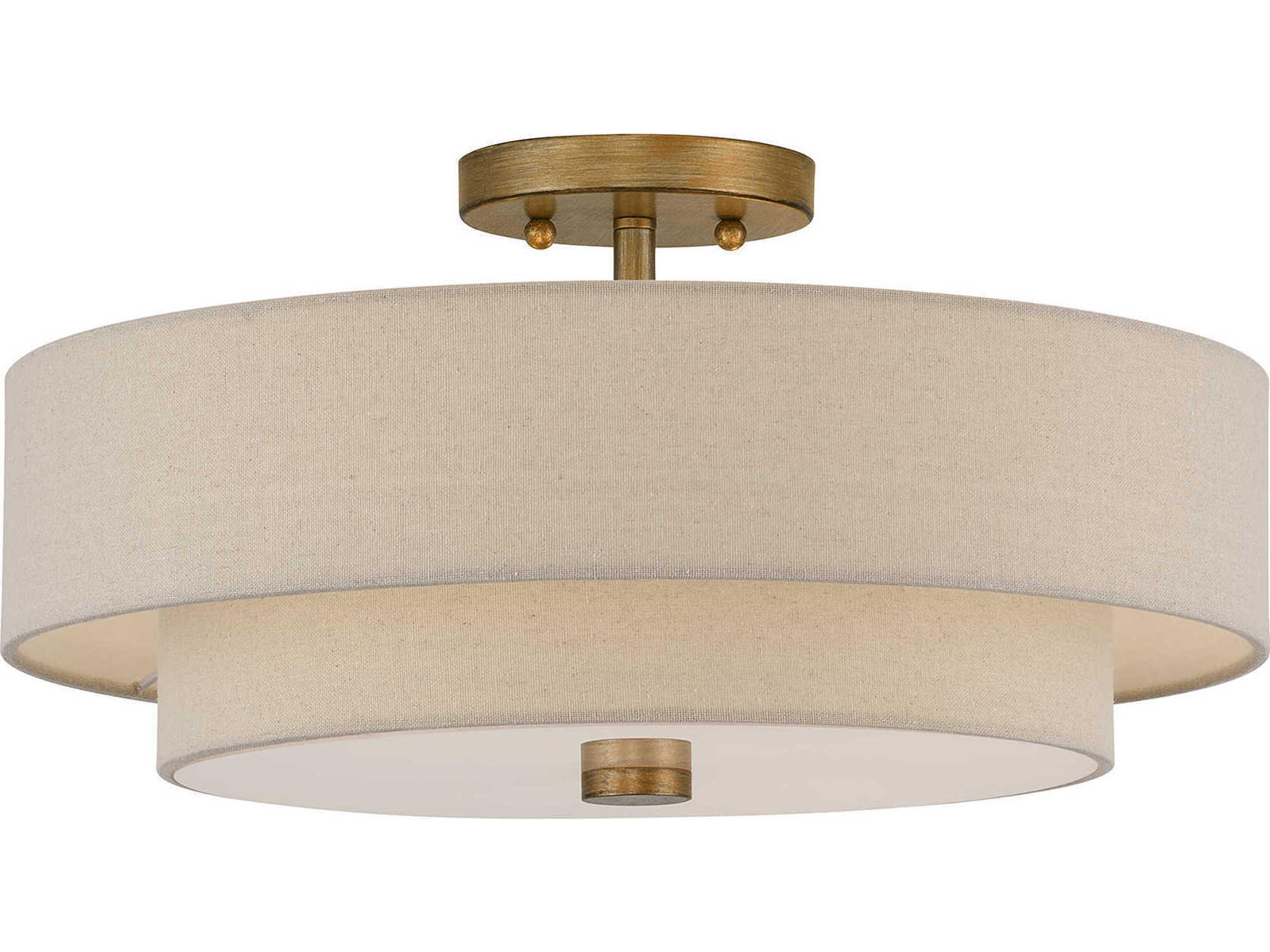 Livex Lighting Bellingham 4-Light Antique Gold Leaf Linear Semi Flush Mount