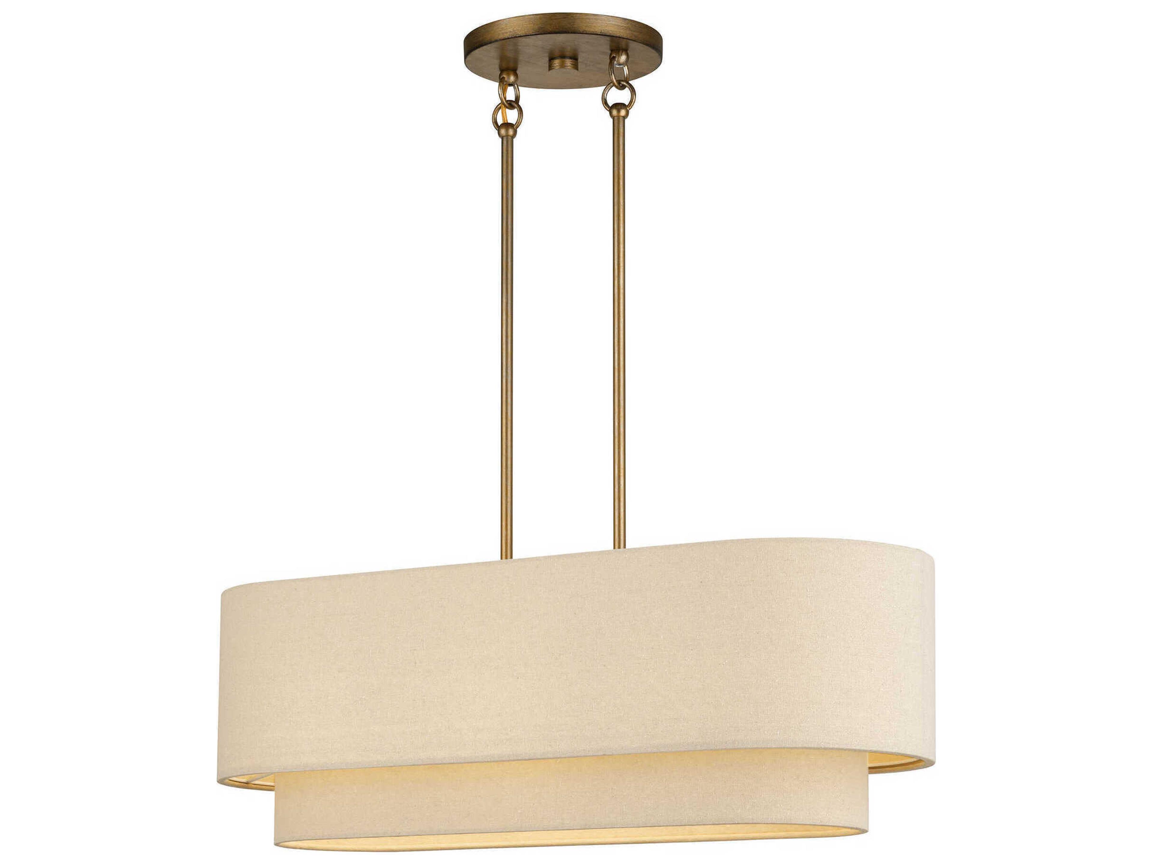 Livex Lighting Bellingham 3-Light Antique Gold Leaf Drum Island Pendant