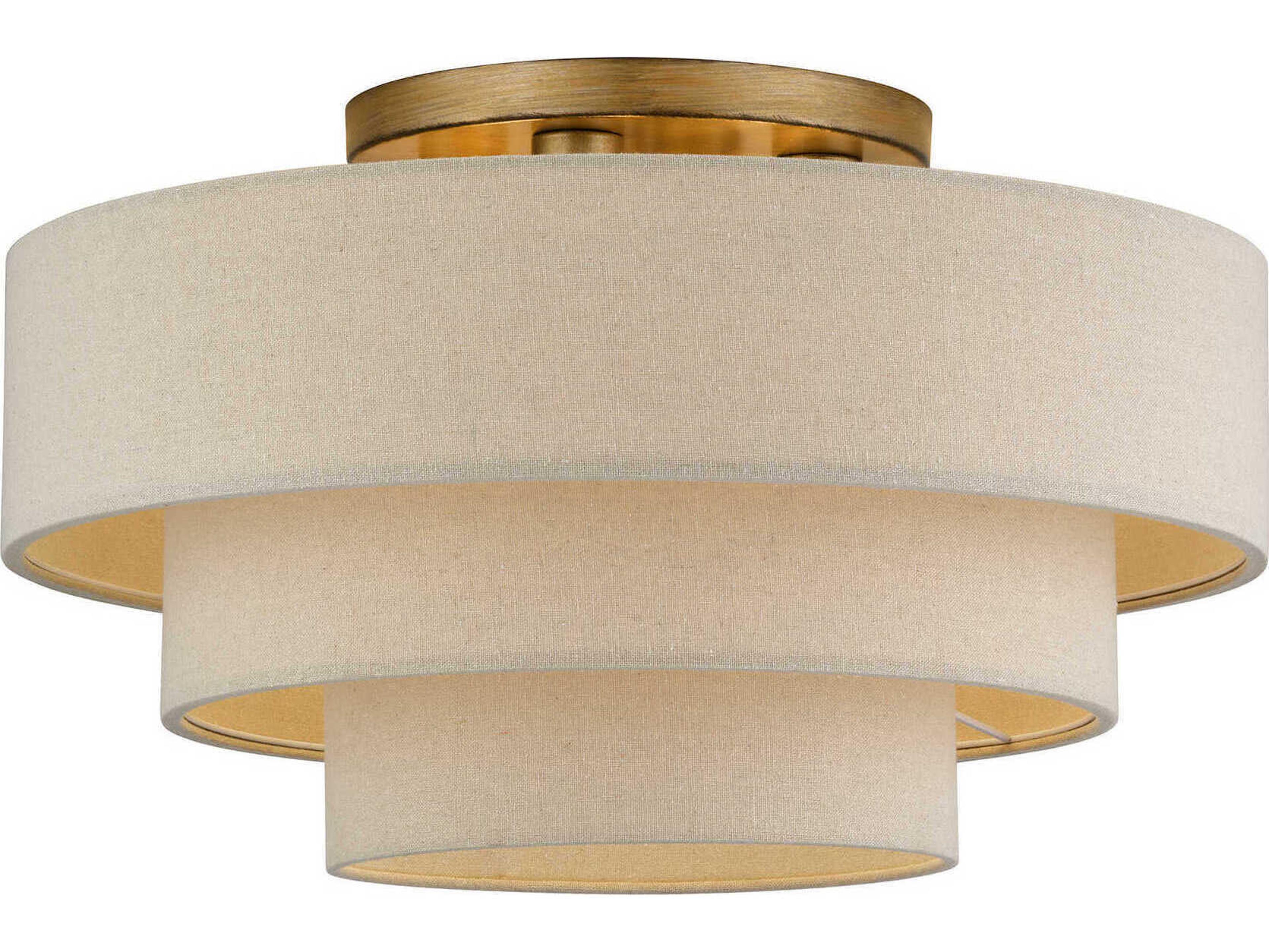 Livex Lighting Bellingham 4-Light Antique Gold Leaf Drum Semi Flush Mount