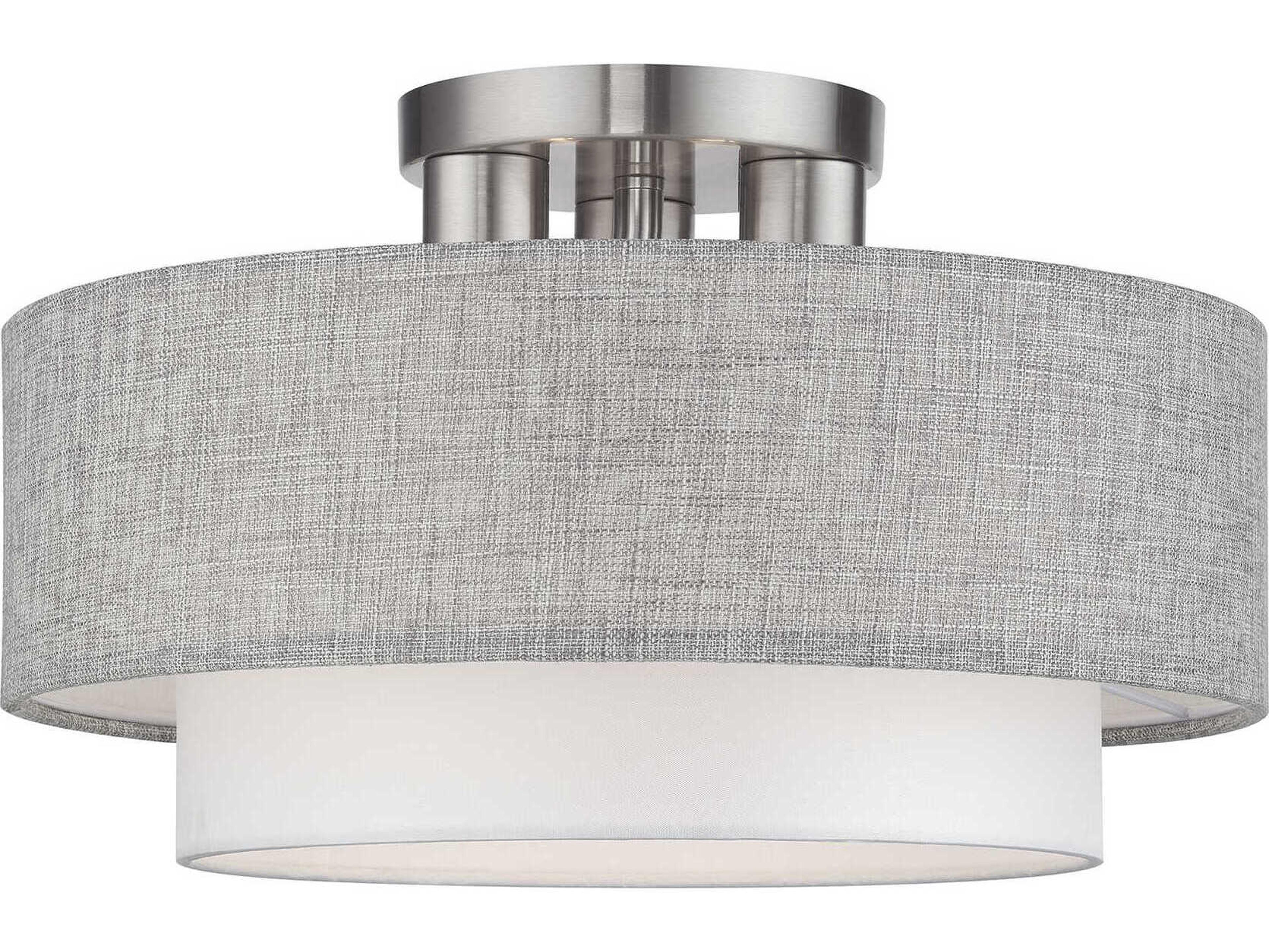Livex Lighting Brookmeade 3-Light Brushed Nickel Semi Flush Mount