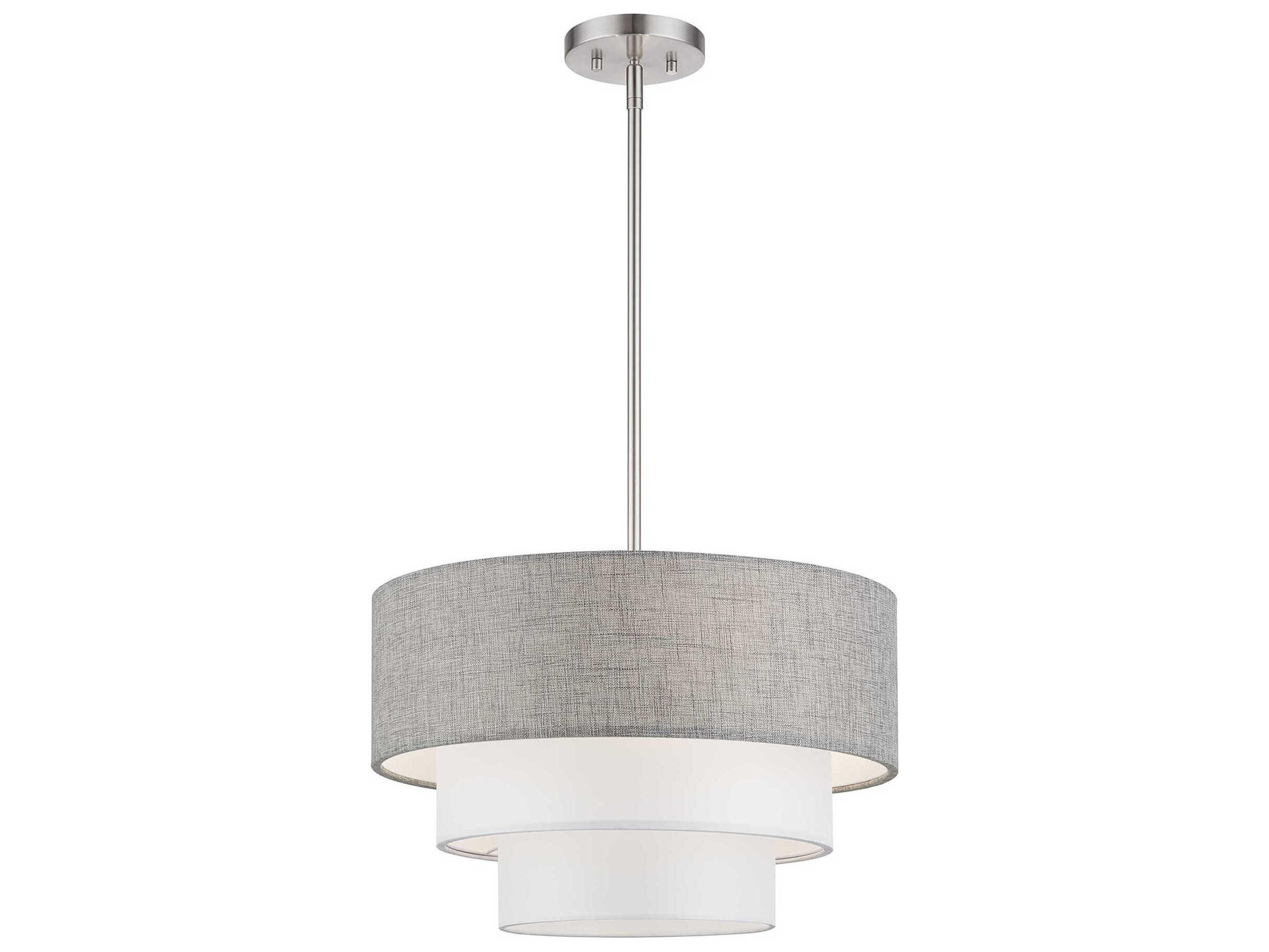 Livex Lighting Brookmeade 3-Light Brushed Nickel Tiered Pendant