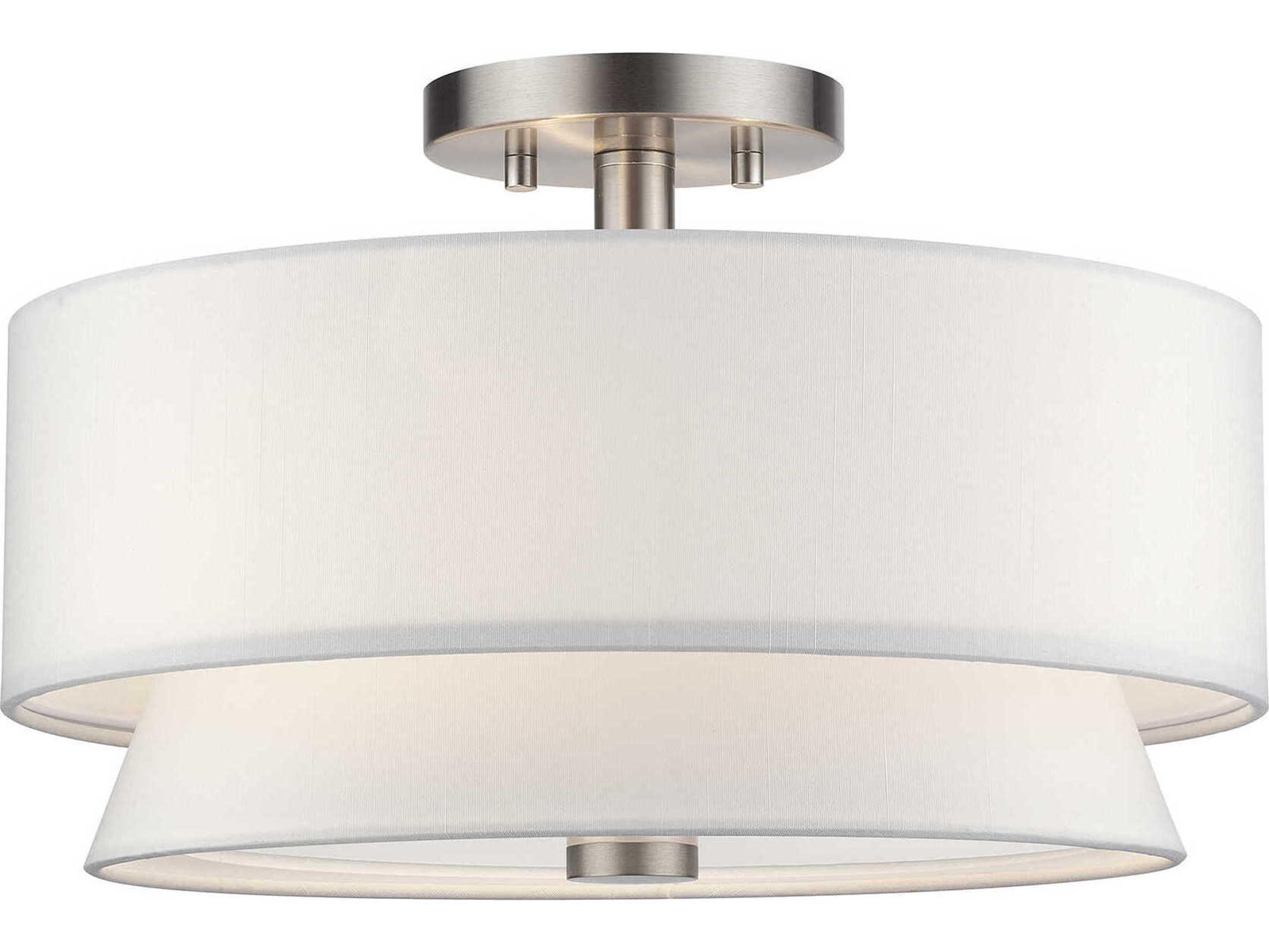 Livex Lighting Fontana 3-Light Brushed Nickel Drum Semi Flush Mount