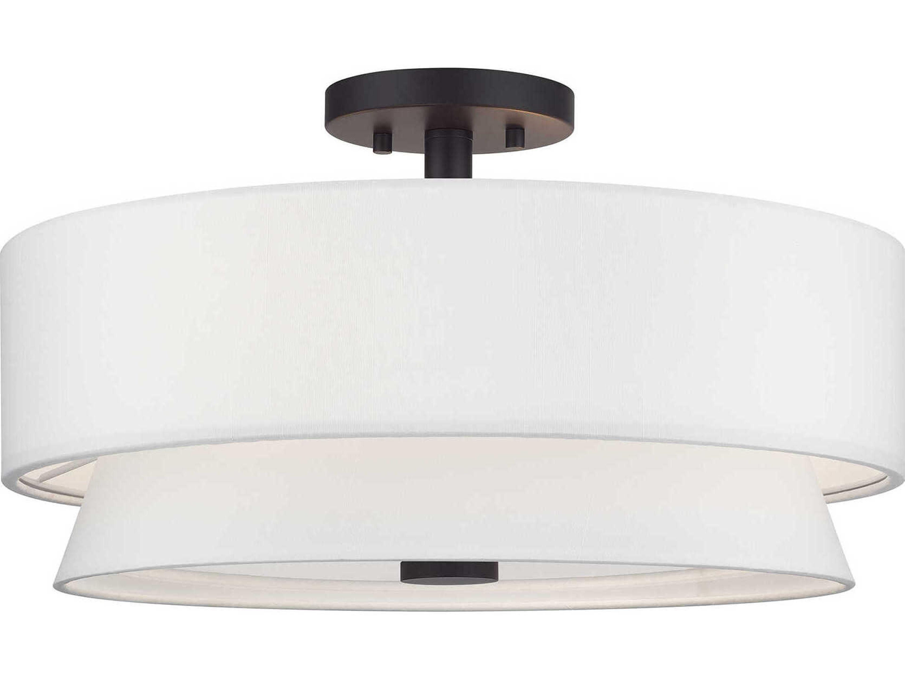 Livex Lighting Fontana 4-Light Bronze Drum Semi Flush Mount