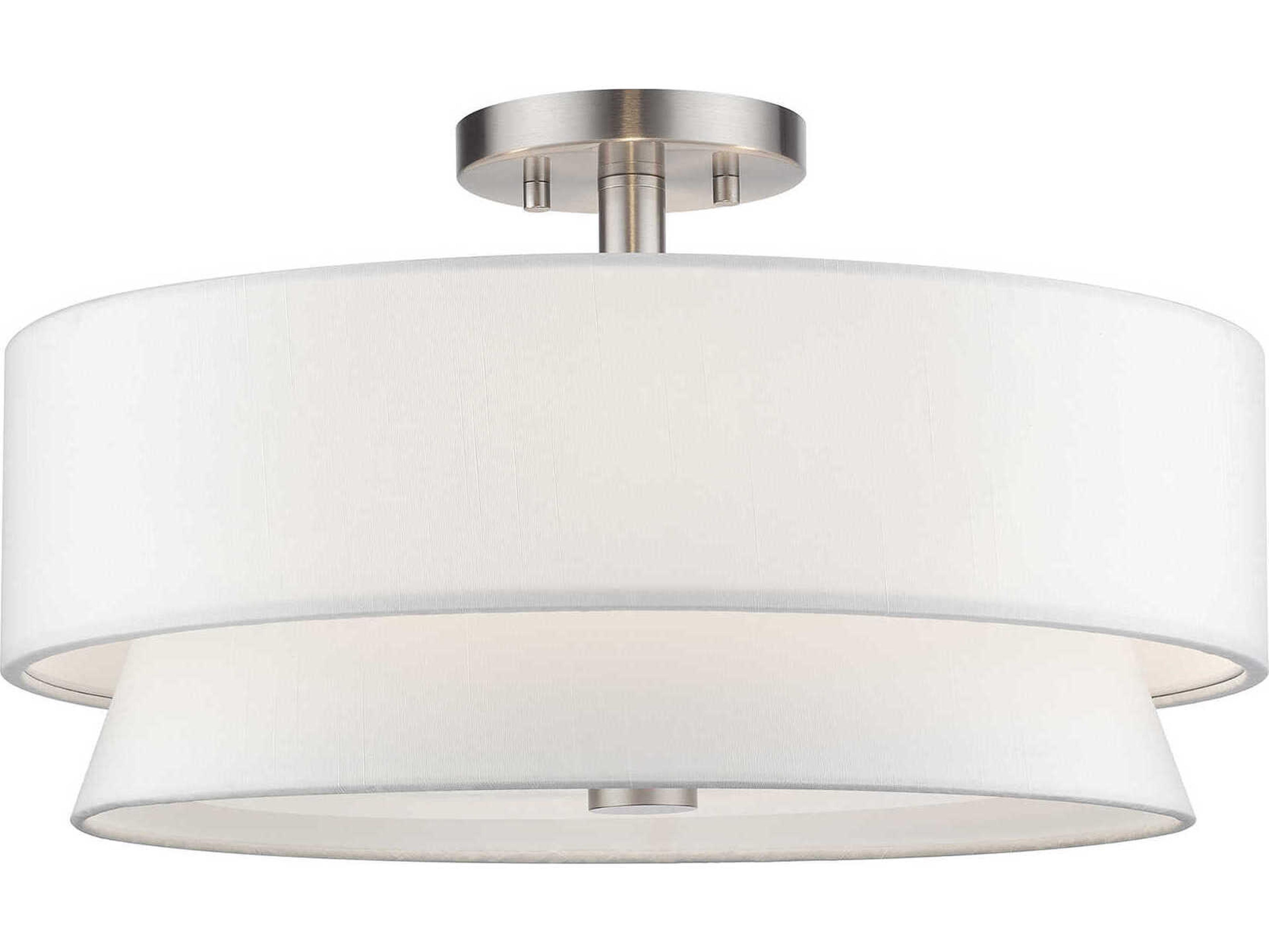 Livex Lighting Fontana 4-Light Brushed Nickel Drum Semi Flush Mount