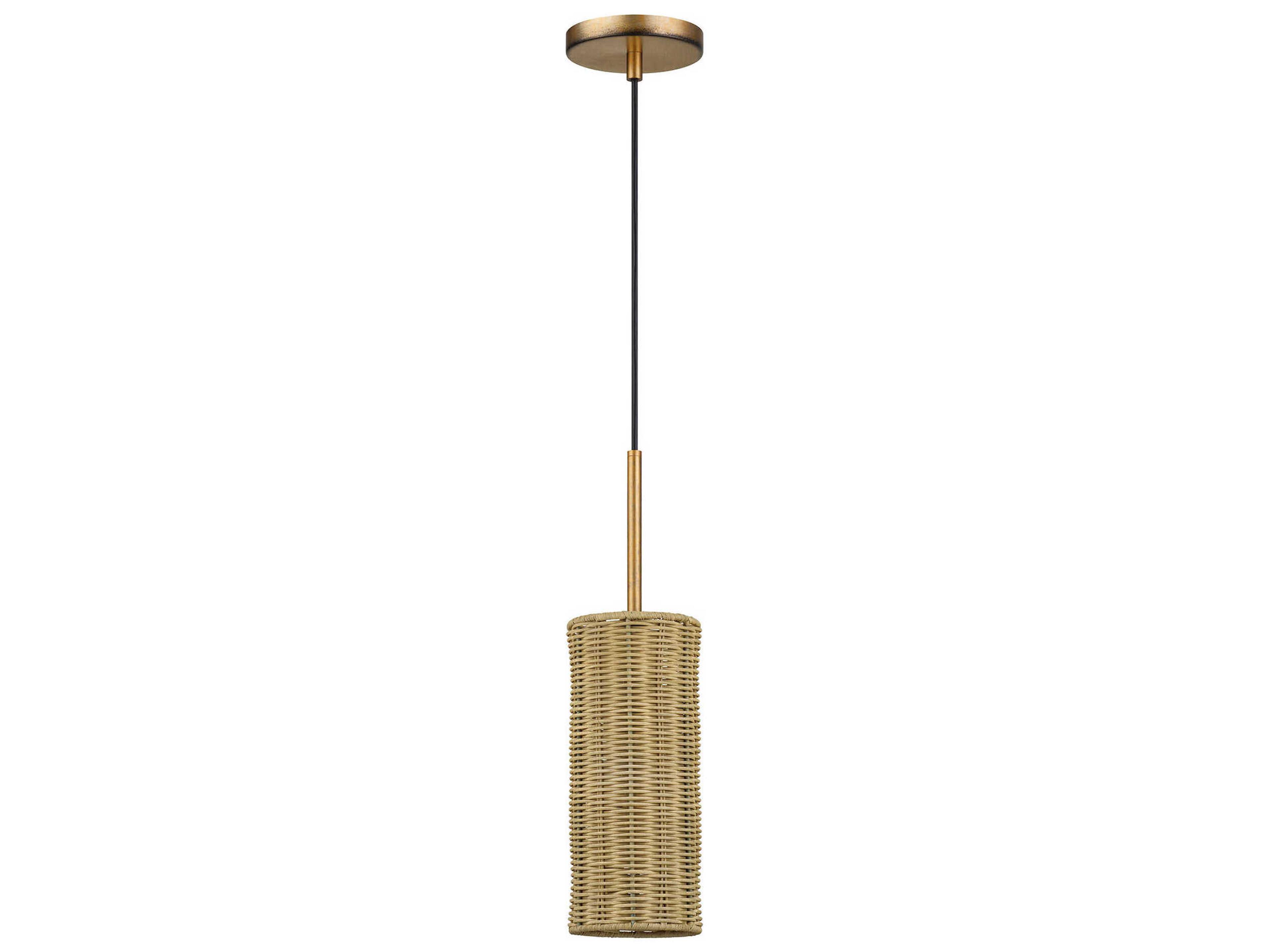 Livex Lighting Weavington 1-Light Antique Gold Leaf Cylinder Mini Pendant