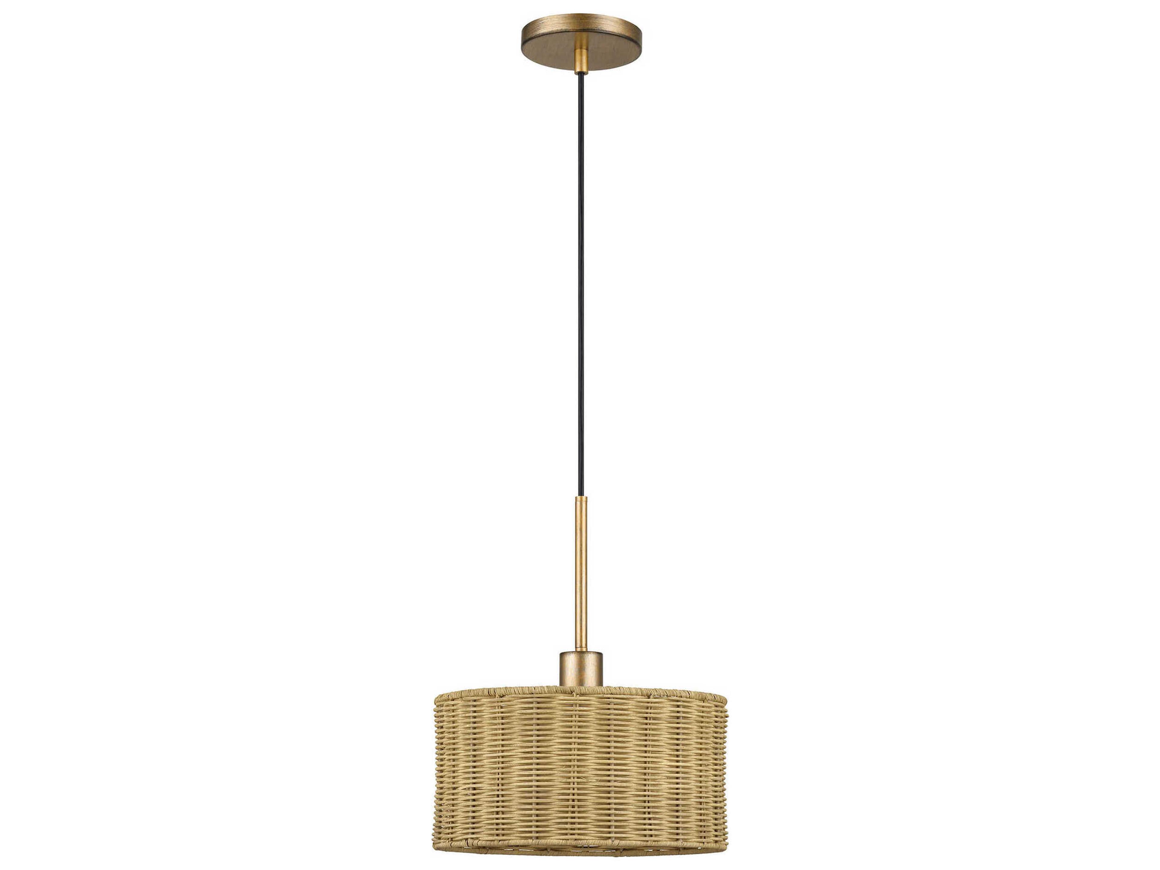 Livex Lighting Weavington 1-Light Antique Gold Leaf Drum Mini Pendant