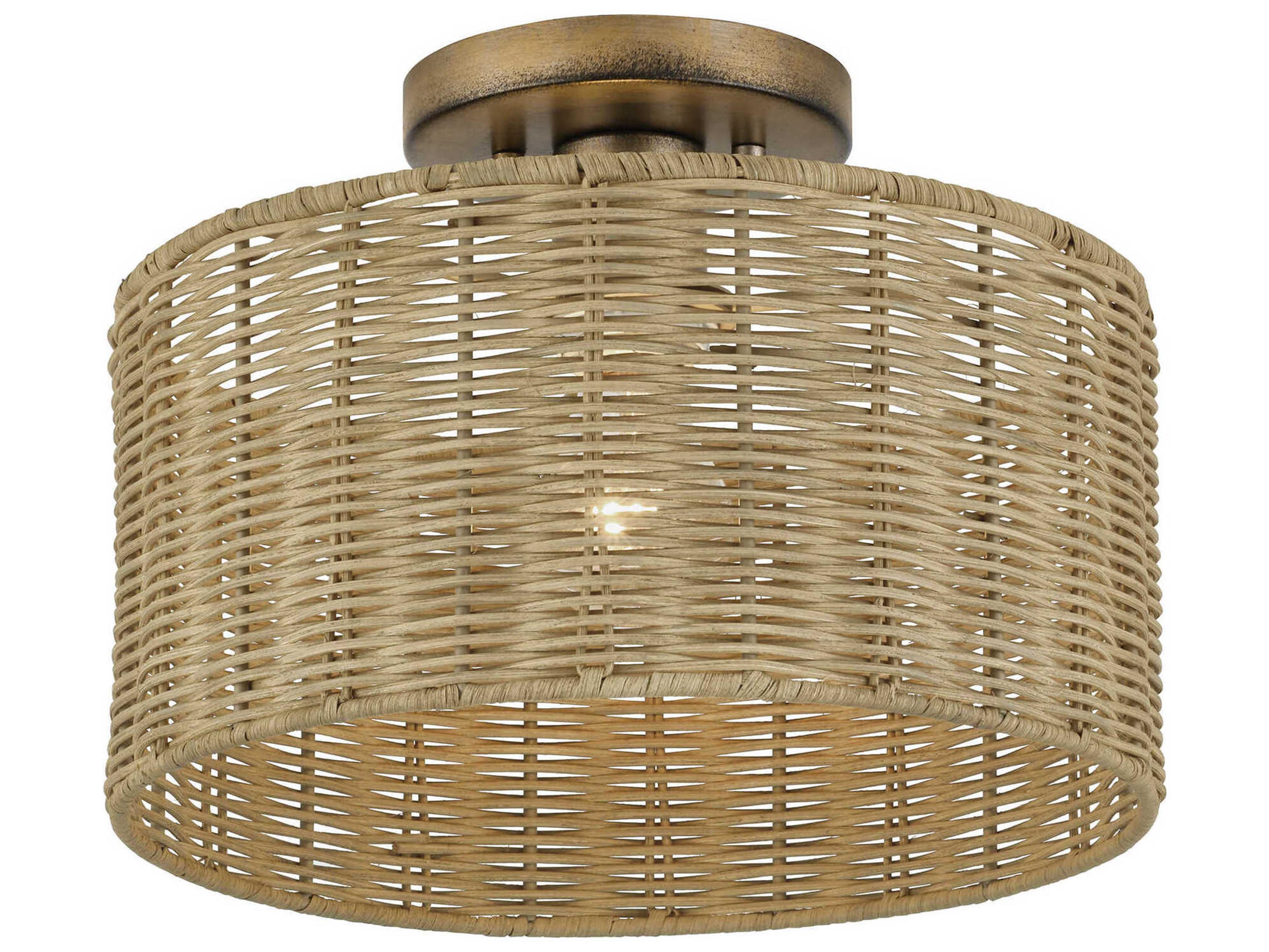 Livex Lighting Weavington 1-Light Antique Gold Leaf Drum Semi Flush Mount