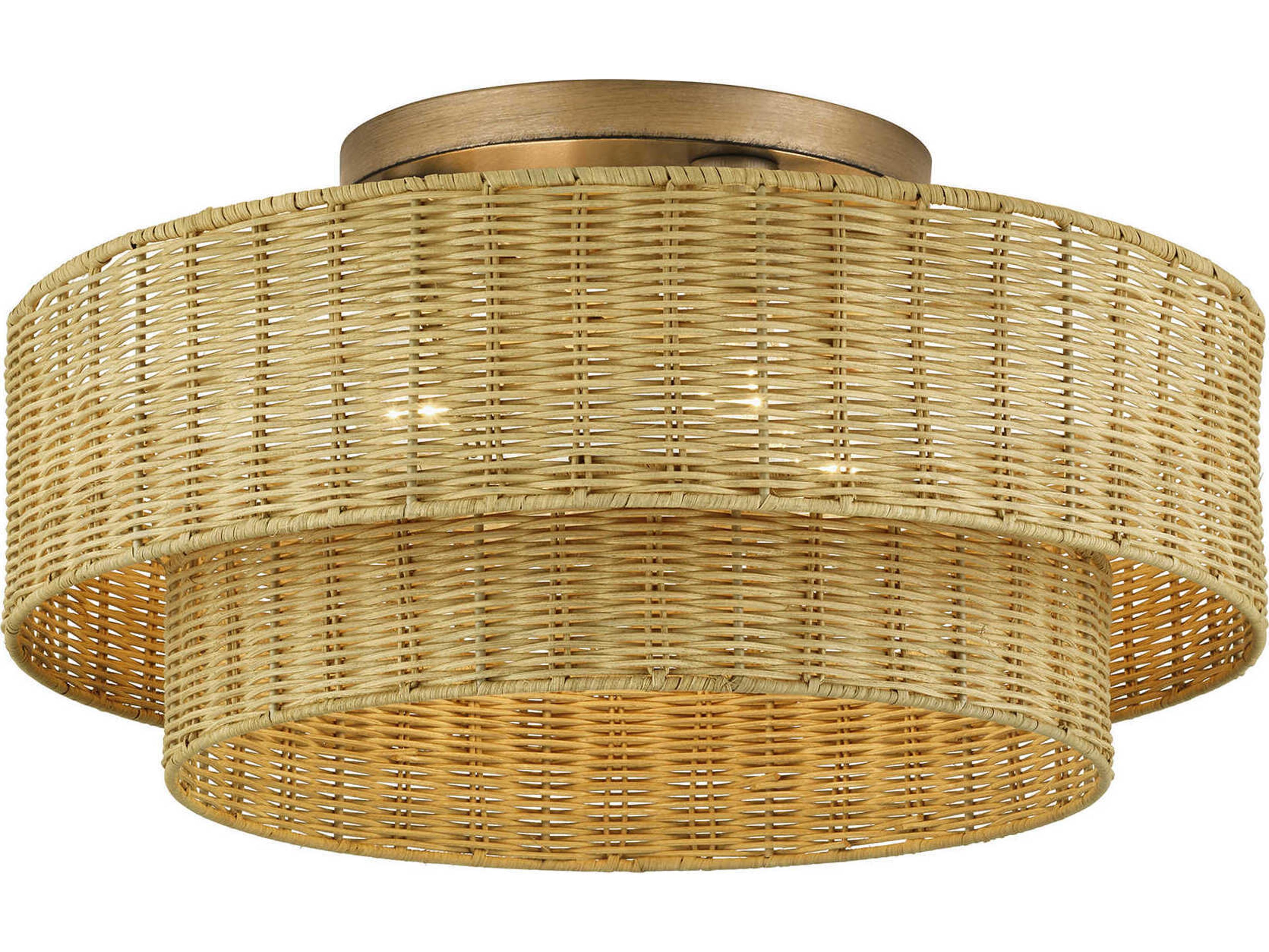 Livex Lighting Weavington 4-Light Antique Gold Leaf Drum Semi Flush Mount