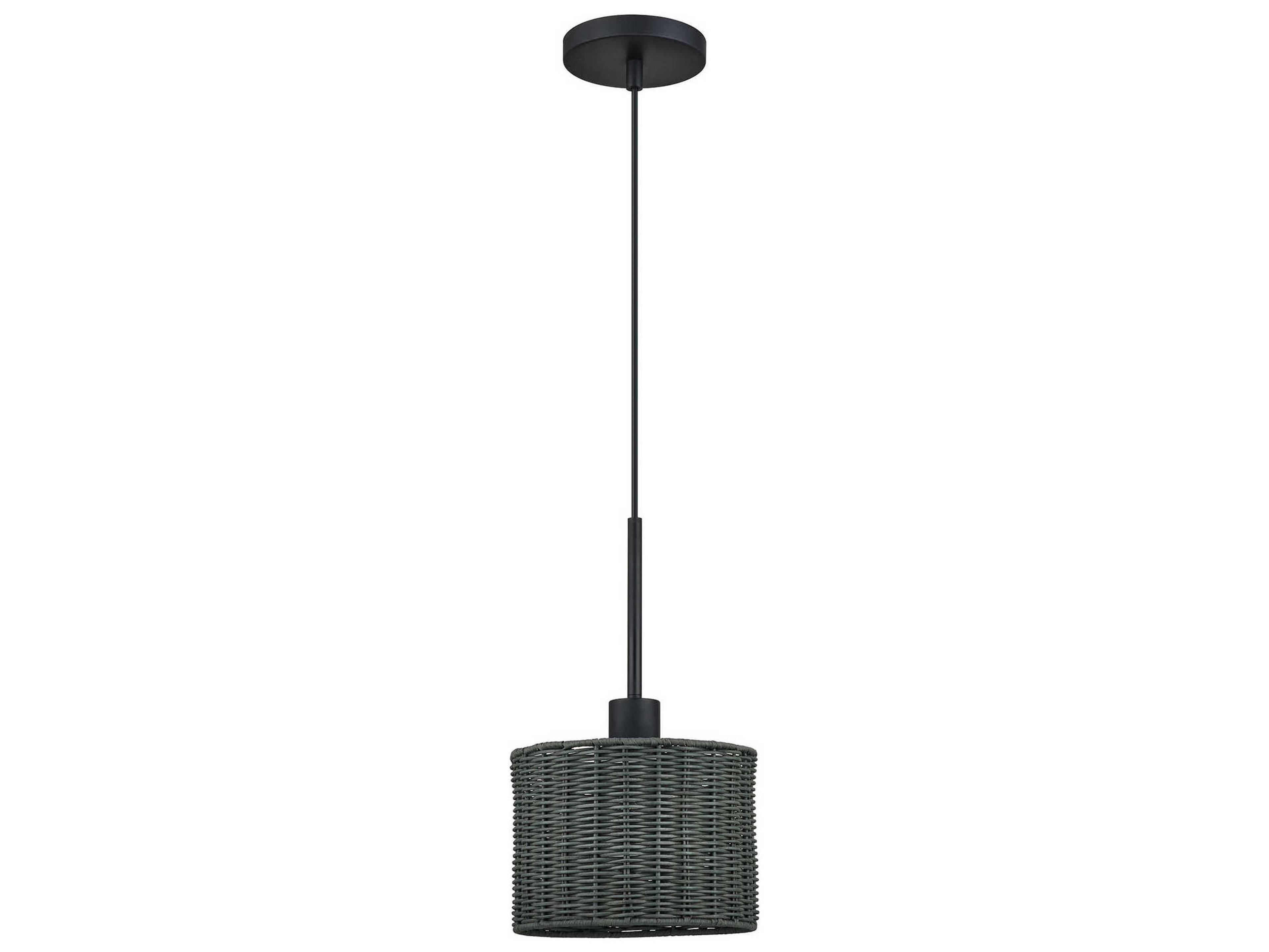 Livex Lighting Weavington 1-Light Black Drum Mini Pendant