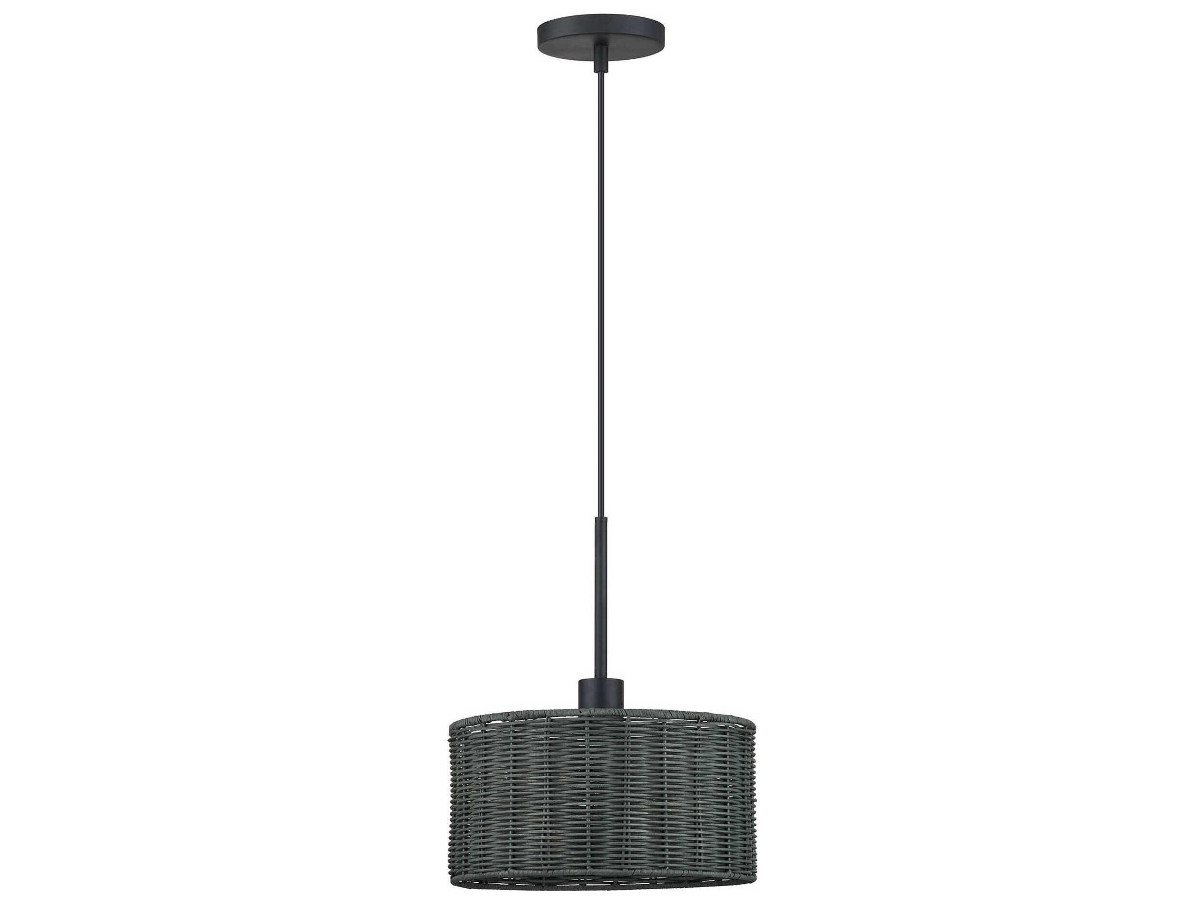 Livex Lighting Weavington 1-Light Black Drum Mini Pendant