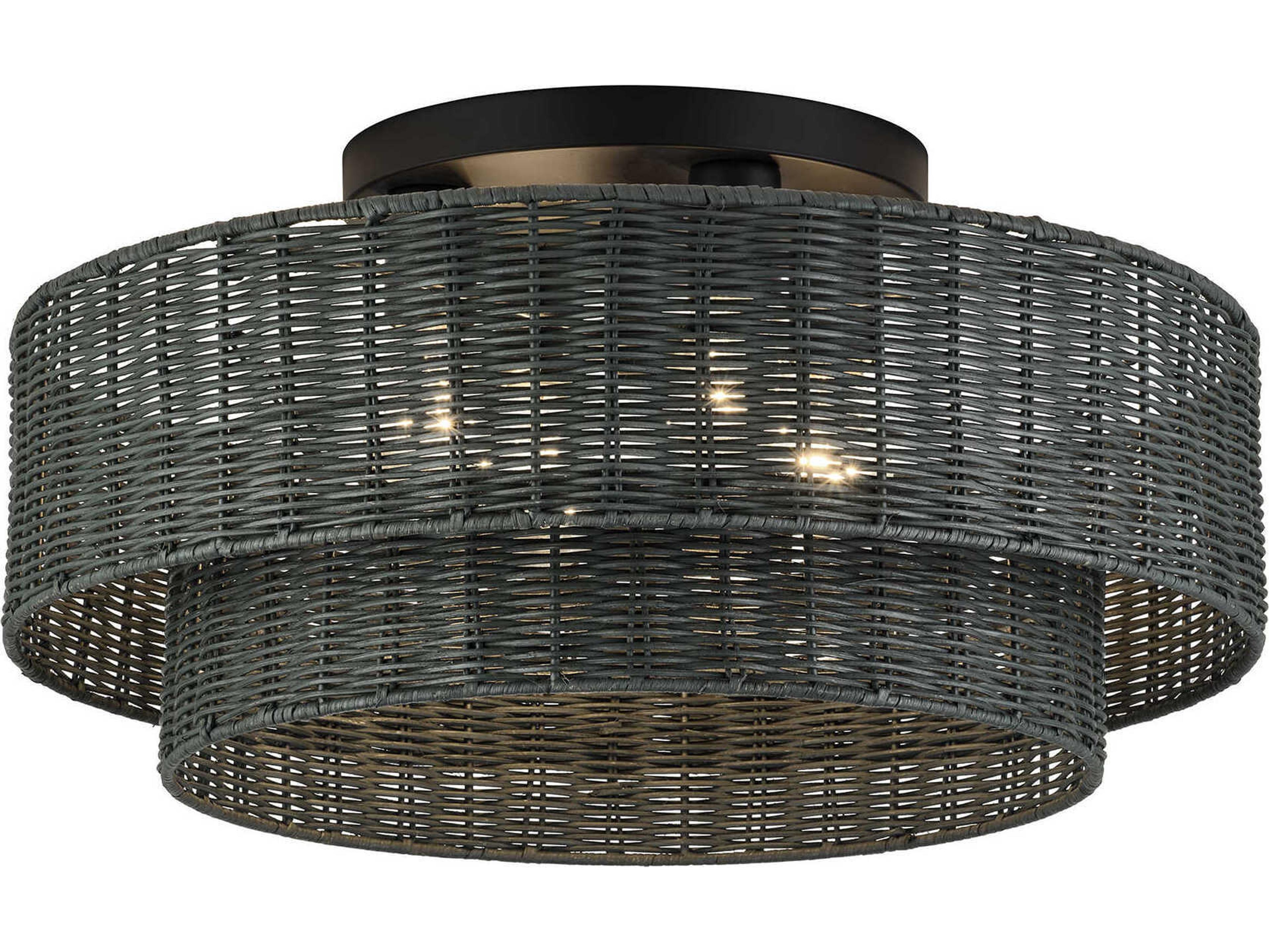 Livex Lighting Weavington 4-Light Black Drum Semi Flush Mount