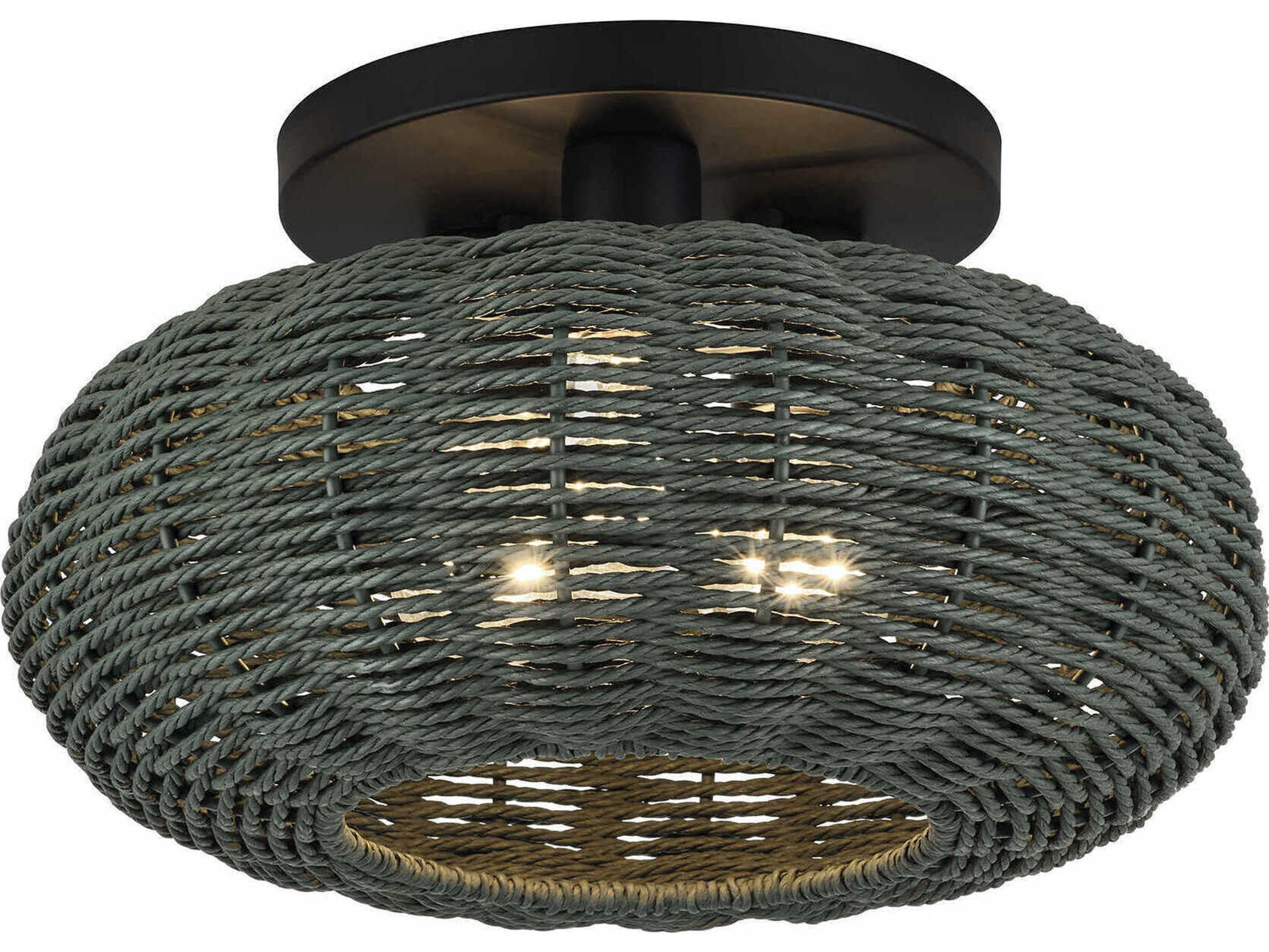 Livex Lighting Deluna 3-Light Black Semi Flush Mount