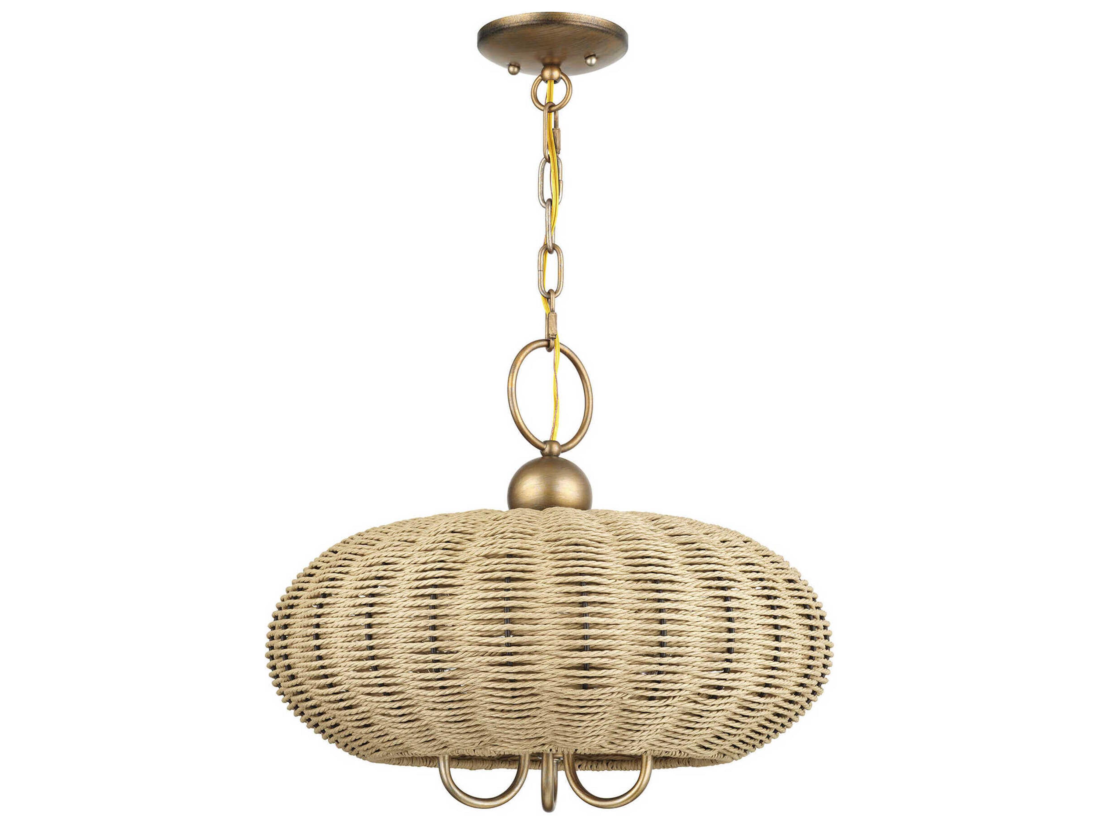 Livex Lighting Summervine 3-Light Antique Gold Leaf Drum Pendant