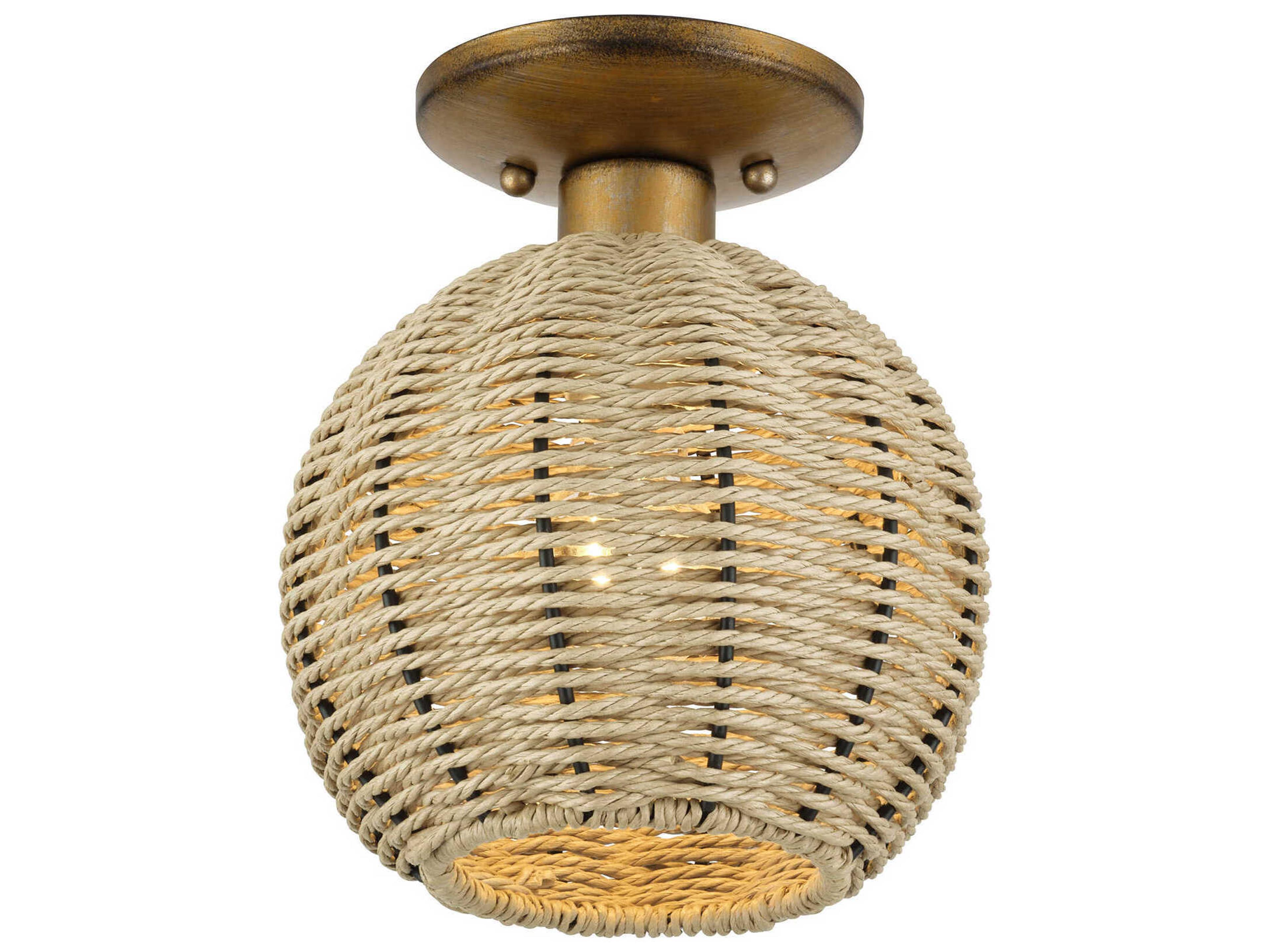 Livex Lighting Summervine 1-Light Antique Gold Leaf Drum Semi Flush Mount