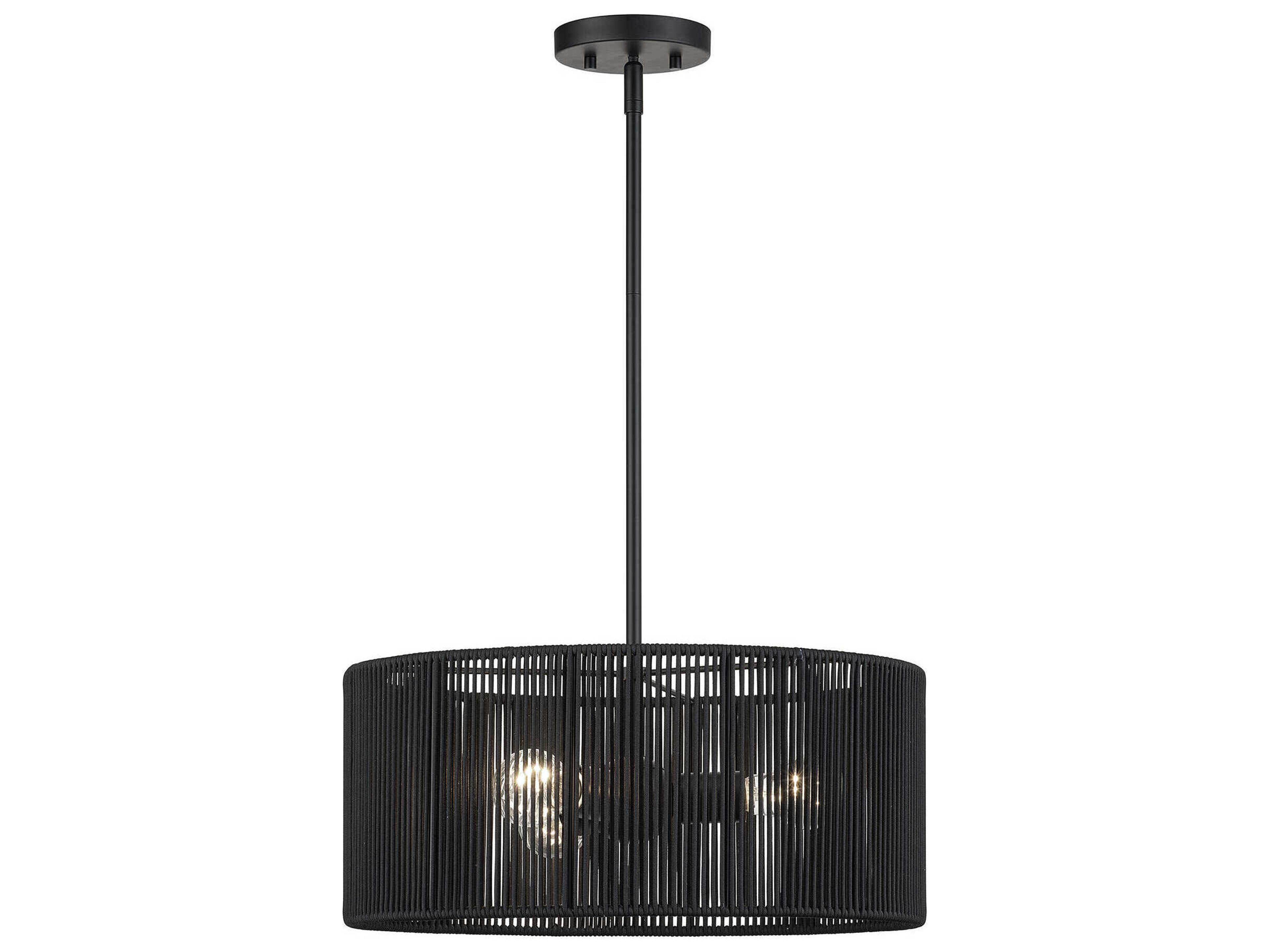 Livex Lighting Acordia 3-Light Black Drum Pendant