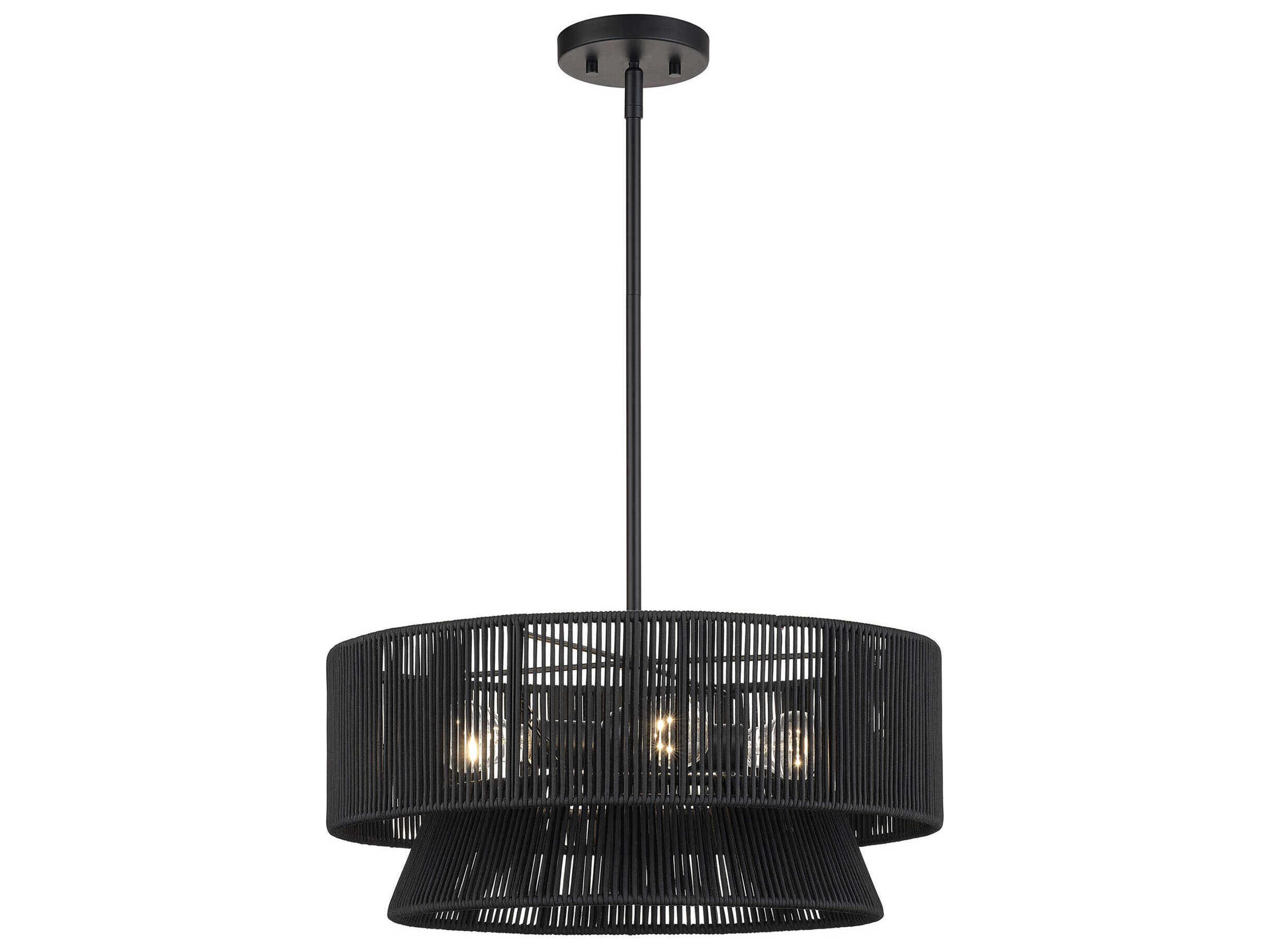 Livex Lighting Florell 4-Light Black Drum Pendant
