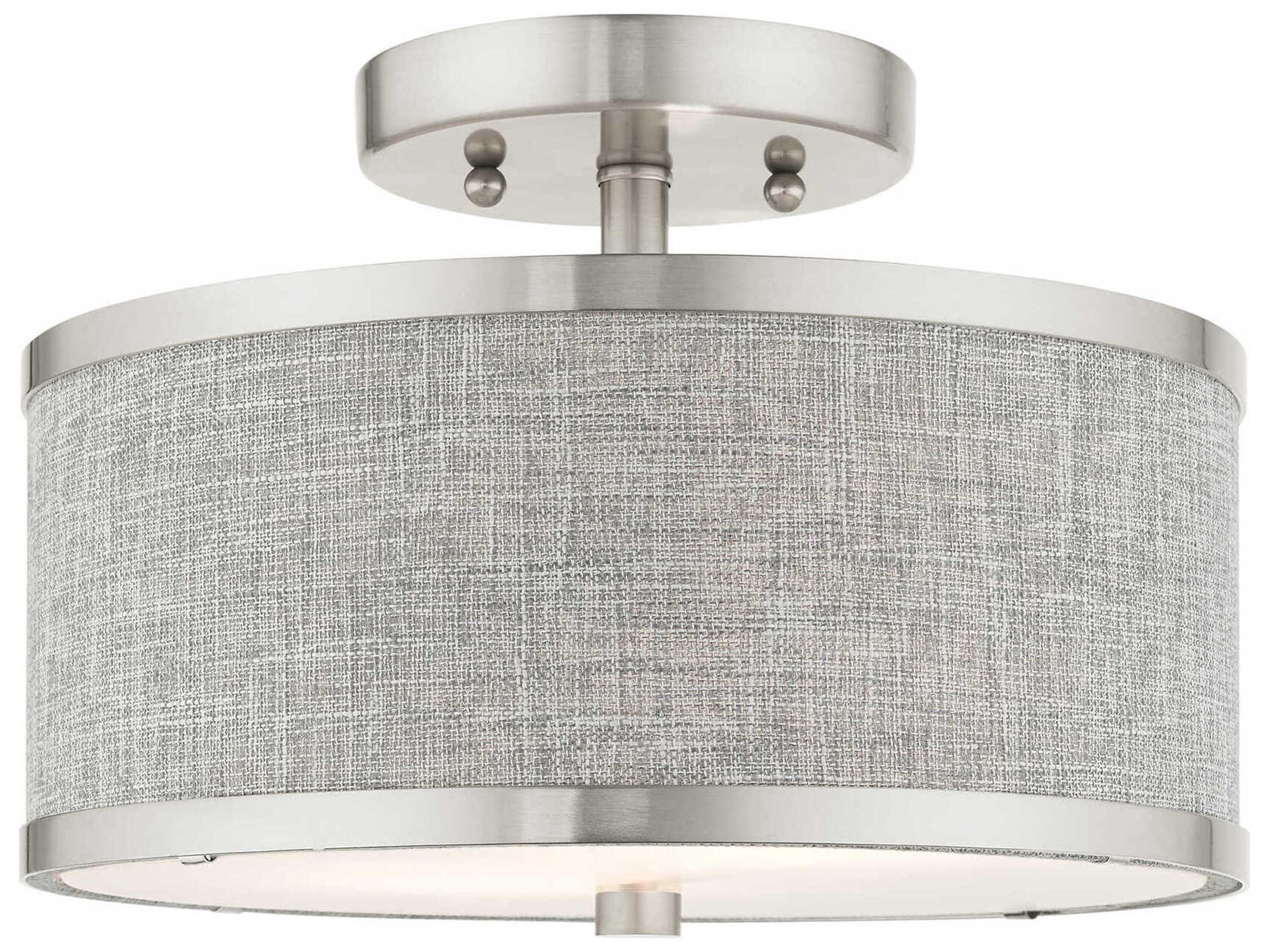 Livex Lighting Park Ridge 2-Light Brushed Nickel Drum Semi Flush Mount