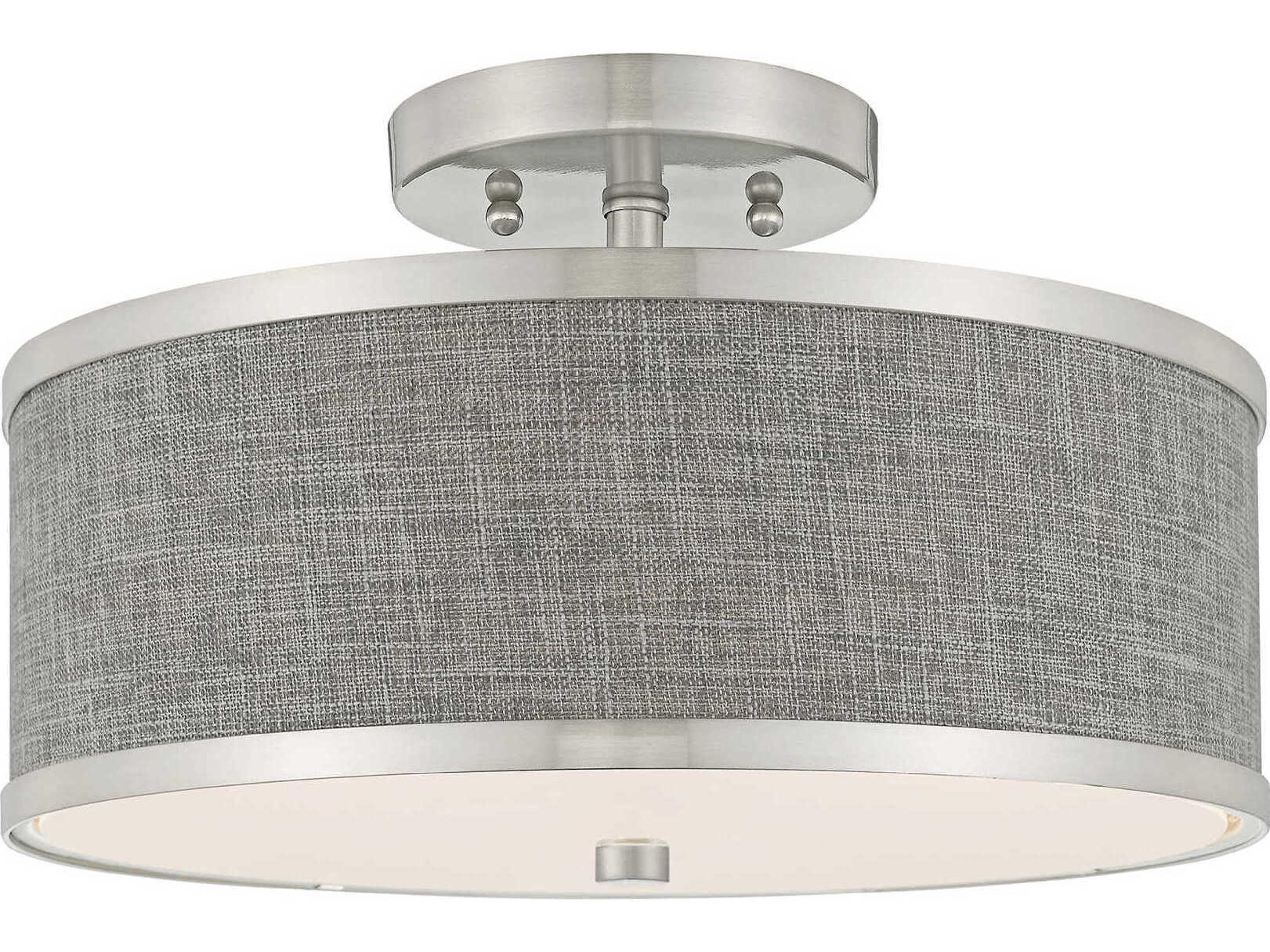 Livex Lighting Park Ridge 2-Light Brushed Nickel Drum Semi Flush Mount